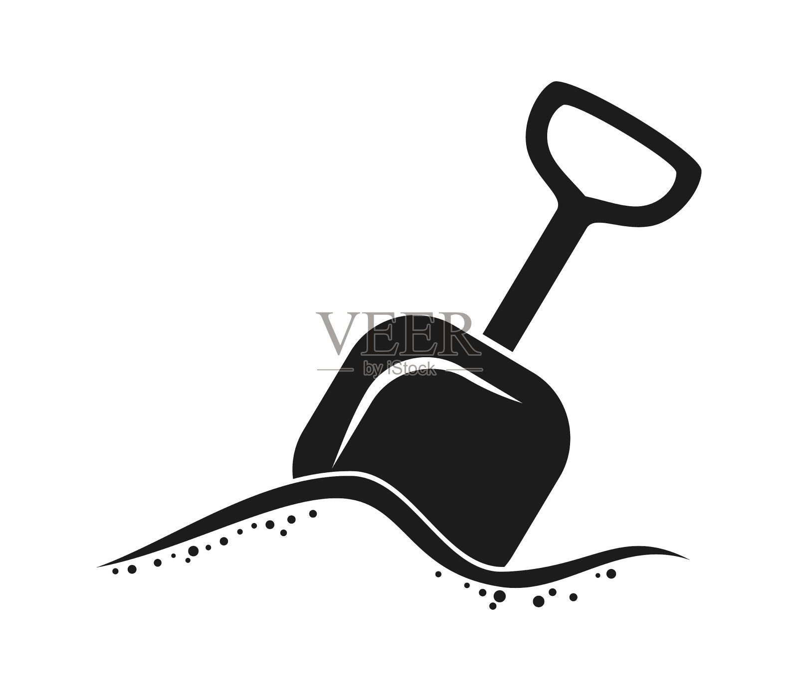 铲子与手柄在沙-剪出矢量图标剪影插画图片素材