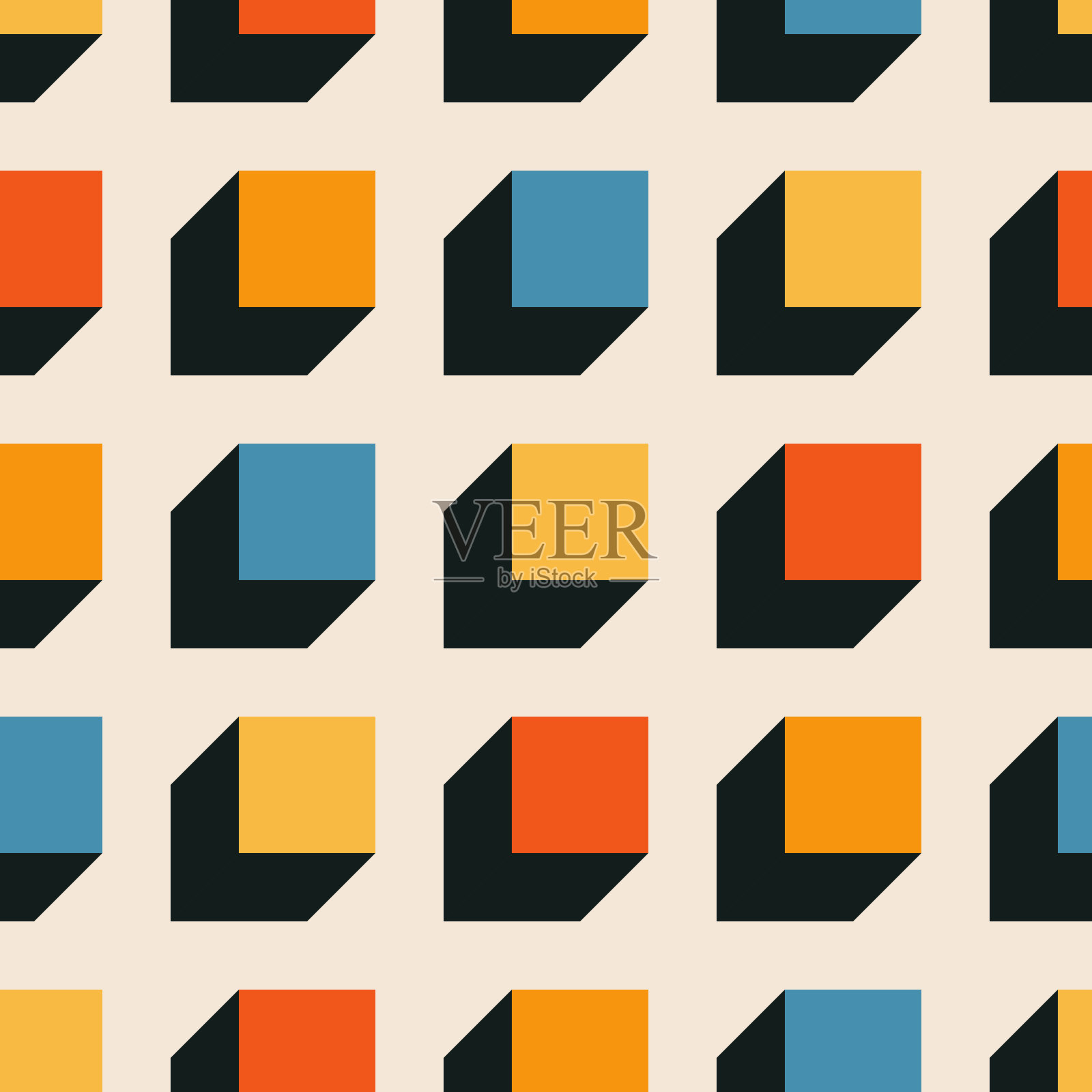 时尚的极简主义无缝图案与抽象的创意几何构图插画图片素材