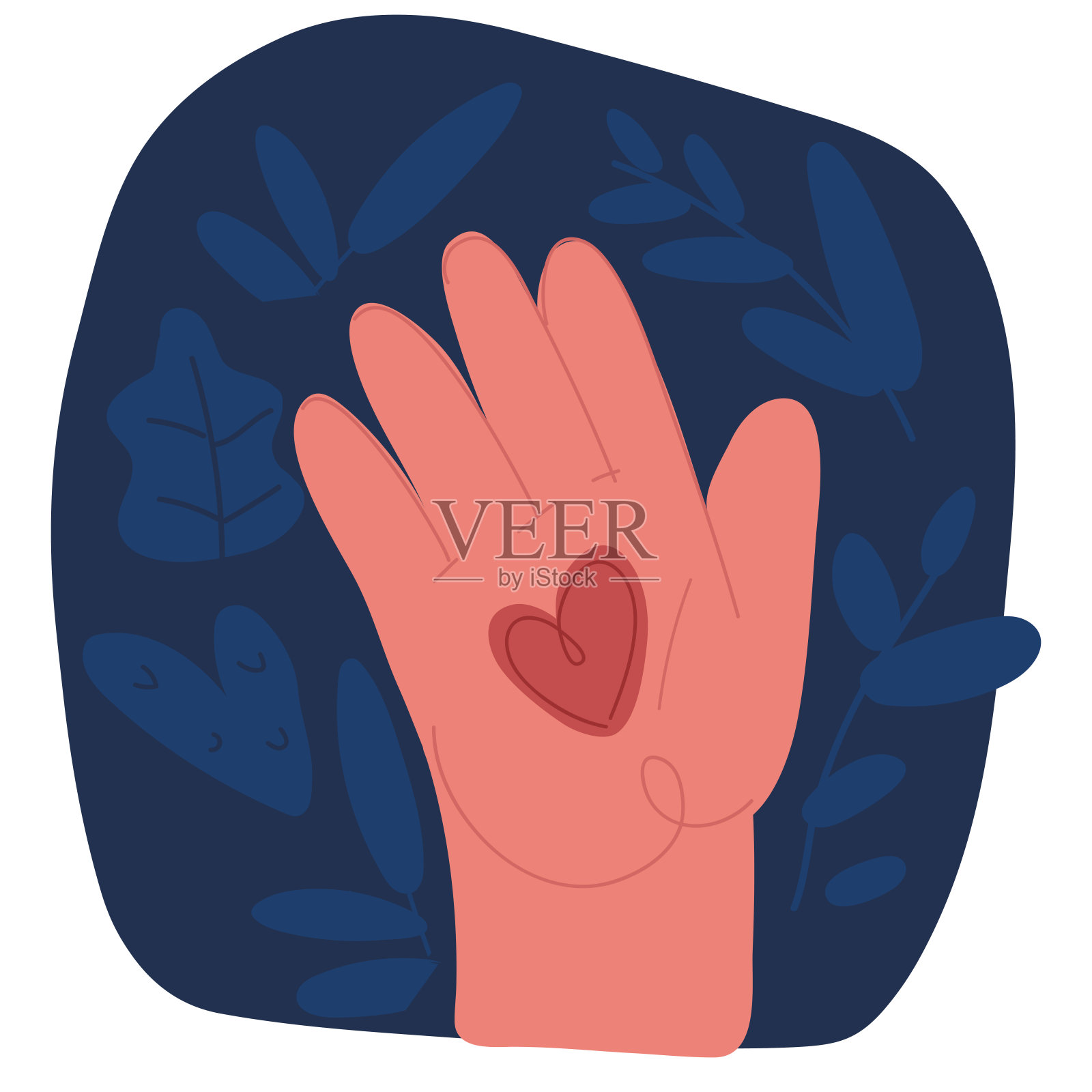 卡通矢量插图的手制作或格式化一个心脏符号插画图片素材