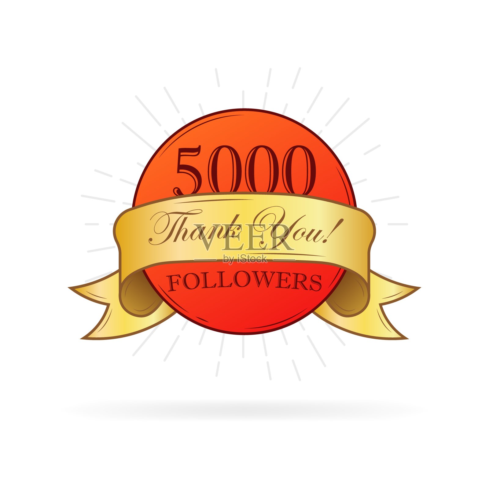 谢谢你的追随者横幅。5000个追随者图标。平的风格。矢量图标插画图片素材