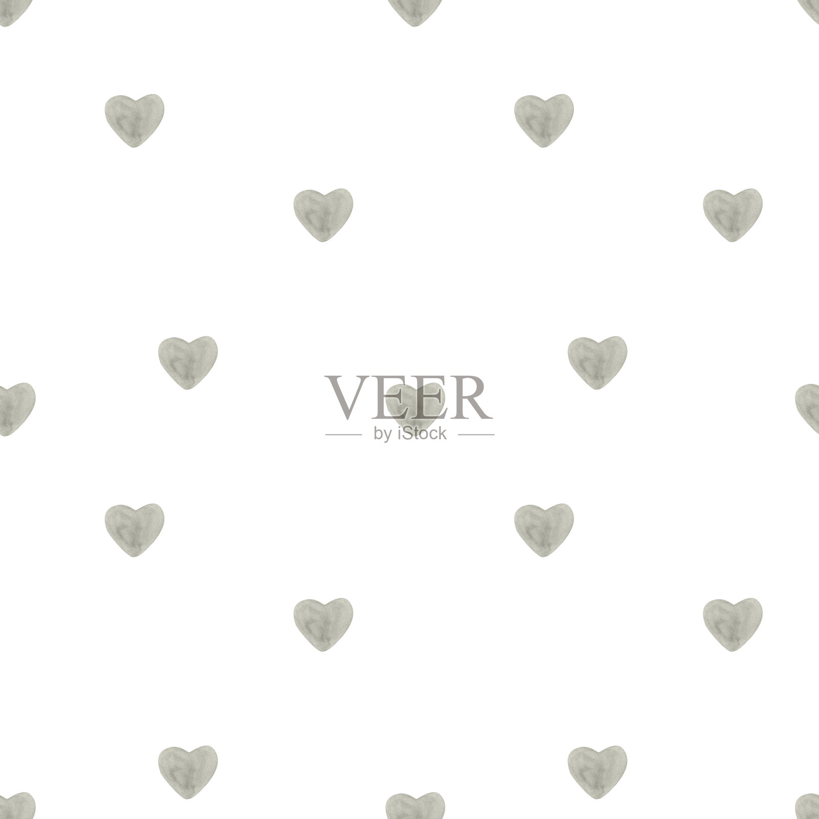 灰蒙蒙的淡绿色的心。可爱的无缝图案文具,胶带,织物,苗圃,封面,苗圃,床上用品,壁纸。情人节复古复古风格插画图片素材