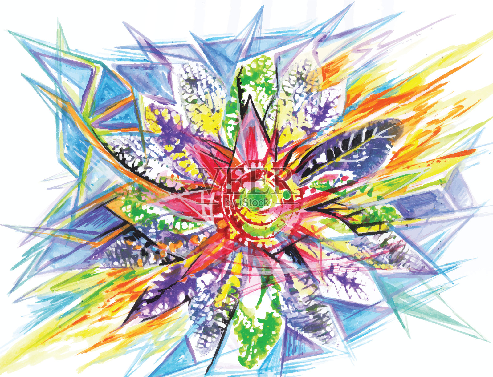 抽象的花朵和背景。插画图片素材