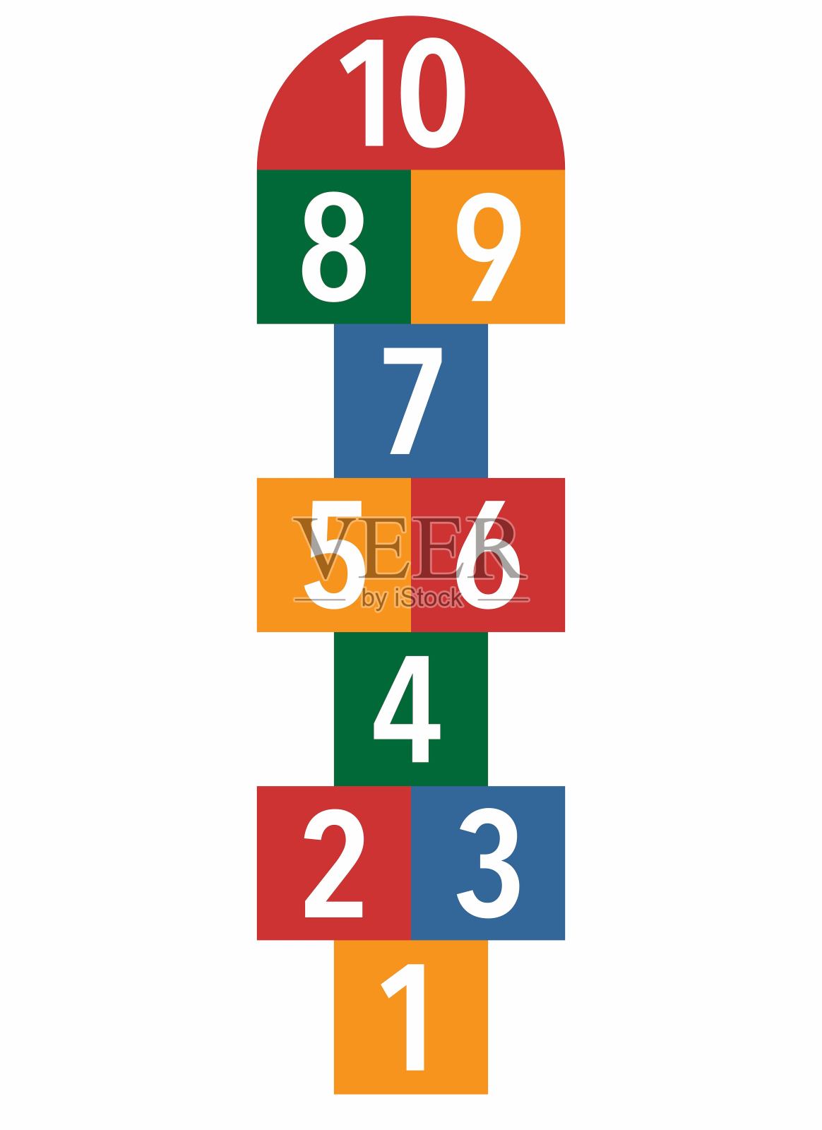 跳房子游戏场地,数字从1到10插画图片素材