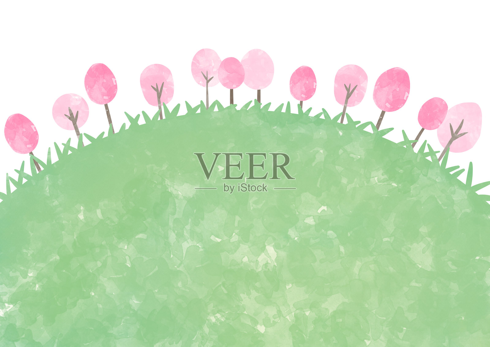 可爱的樱花背景水彩剪贴画插画图片素材