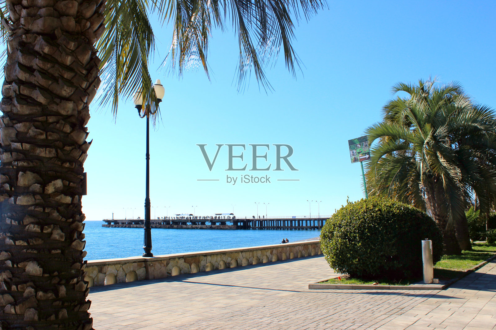 俯瞰大海的堤岸。阿布哈兹,加格拉。照片摄影图片