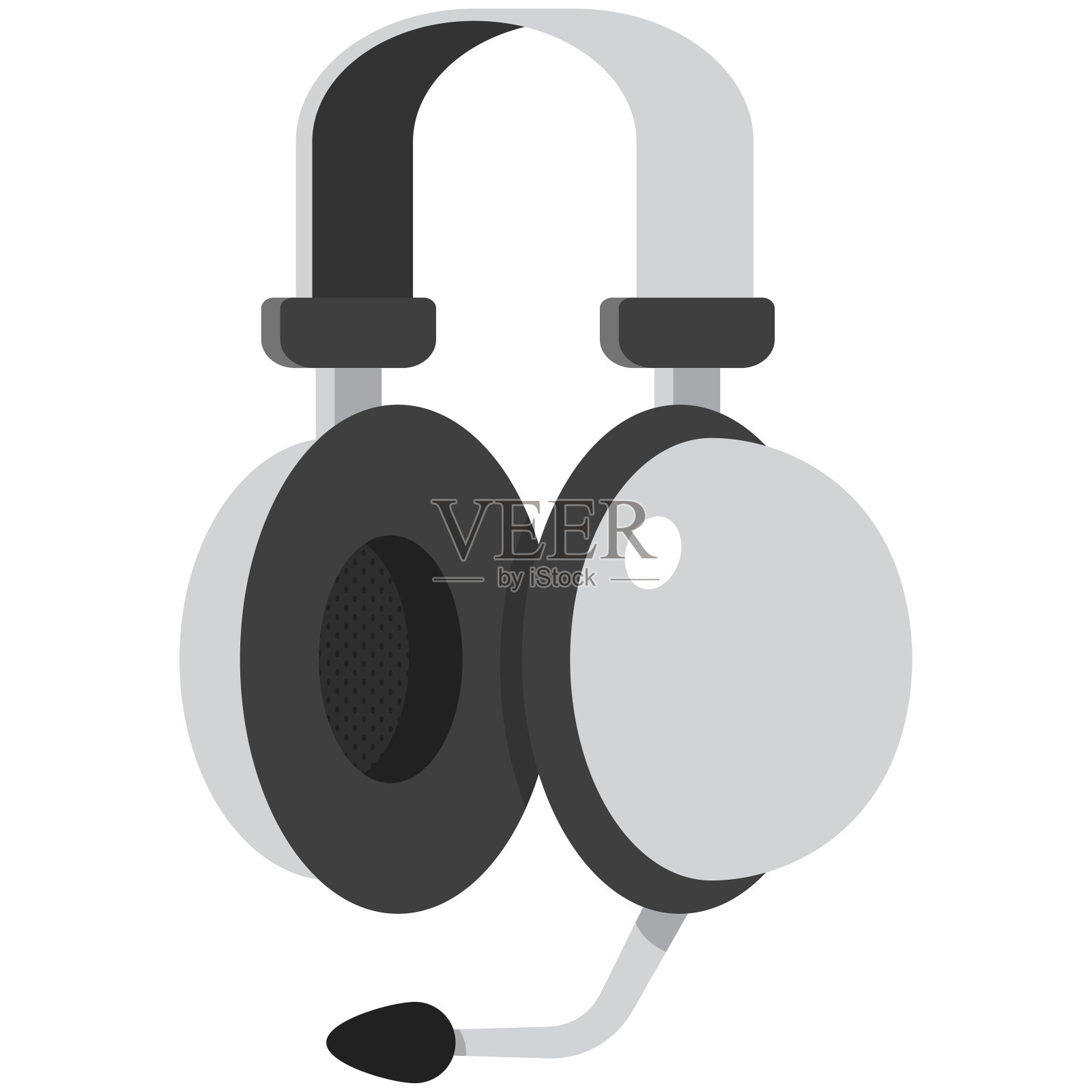 无线游戏耳机矢量卡通插图孤立在一个白色的背景。插画图片素材