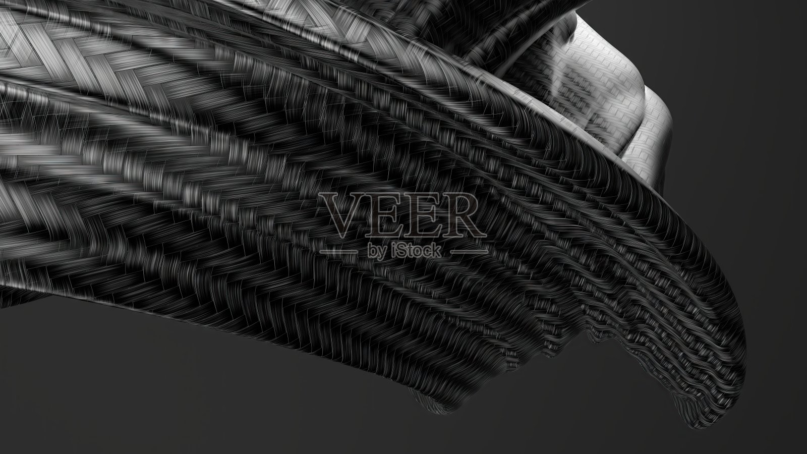 黑色波浪碳材料窗帘贝塞尔曲线平静优雅现代3D渲染抽象背景照片摄影图片