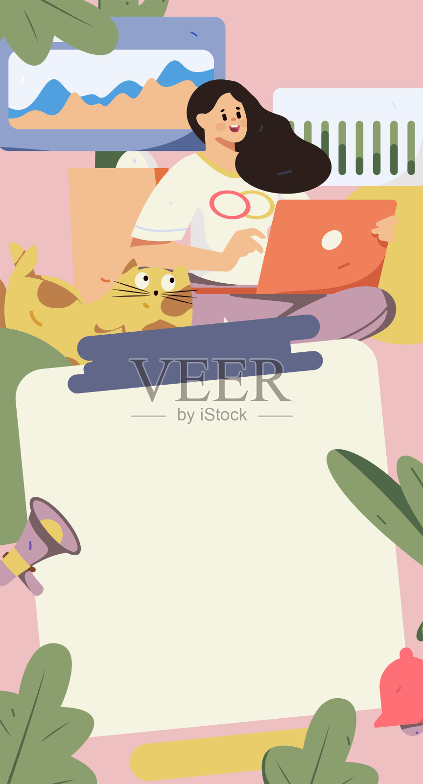 平面矢量插图的业务人员操作的工作场景插画图片素材