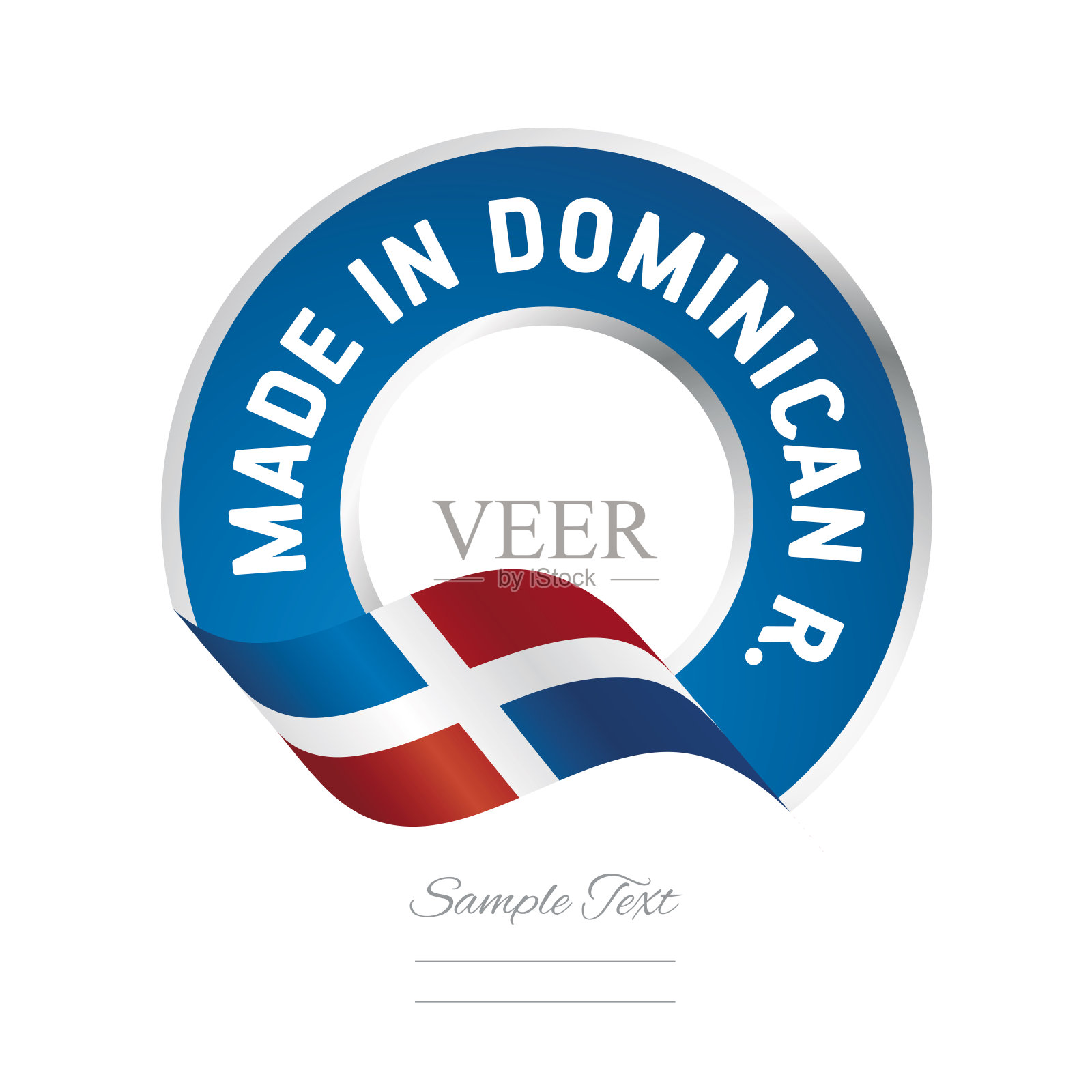 多明尼加共和国制国旗蓝色标签标志图标插画图片素材