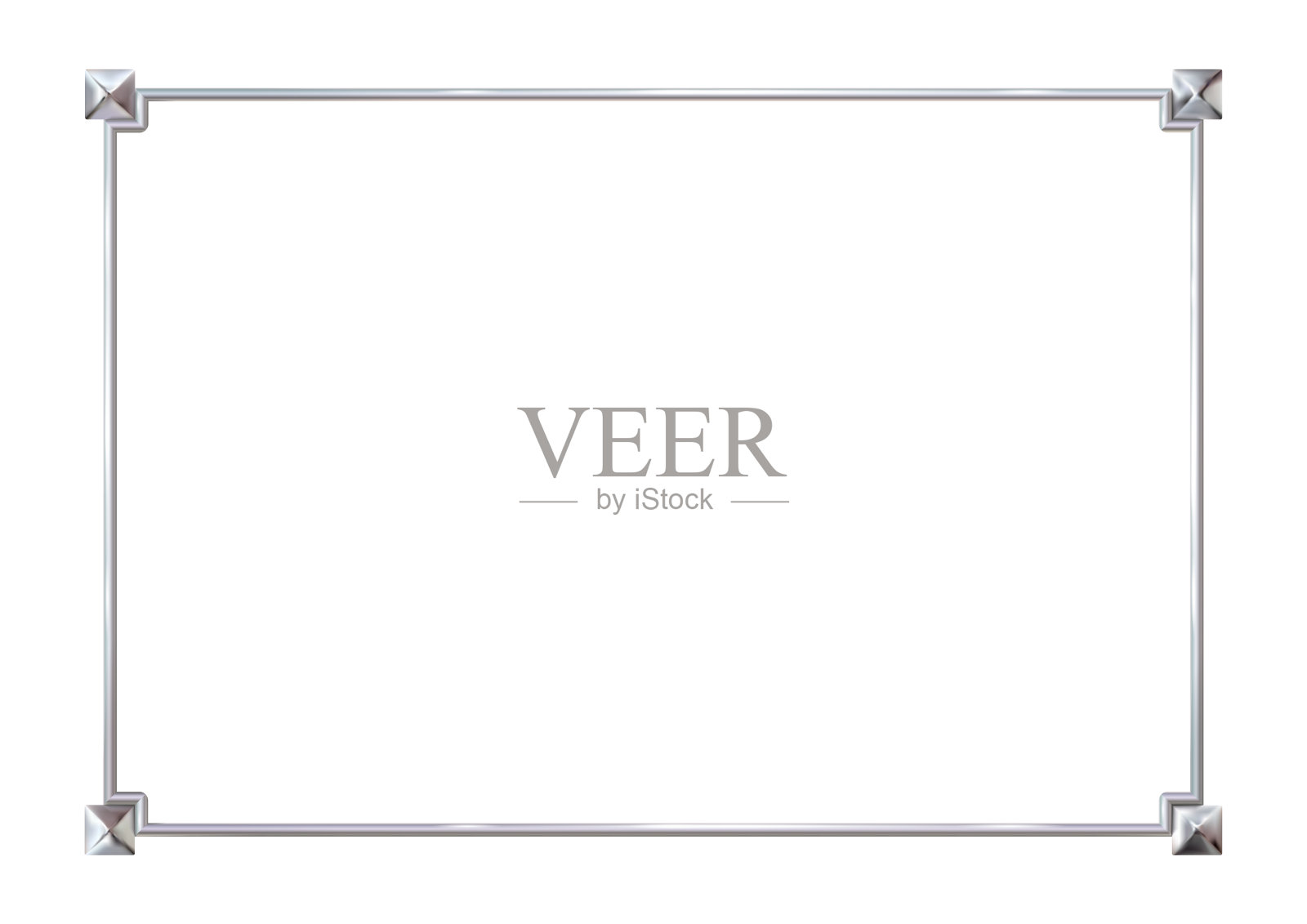 矩形现实框架金属与角落元素的金属方块。插画图片素材