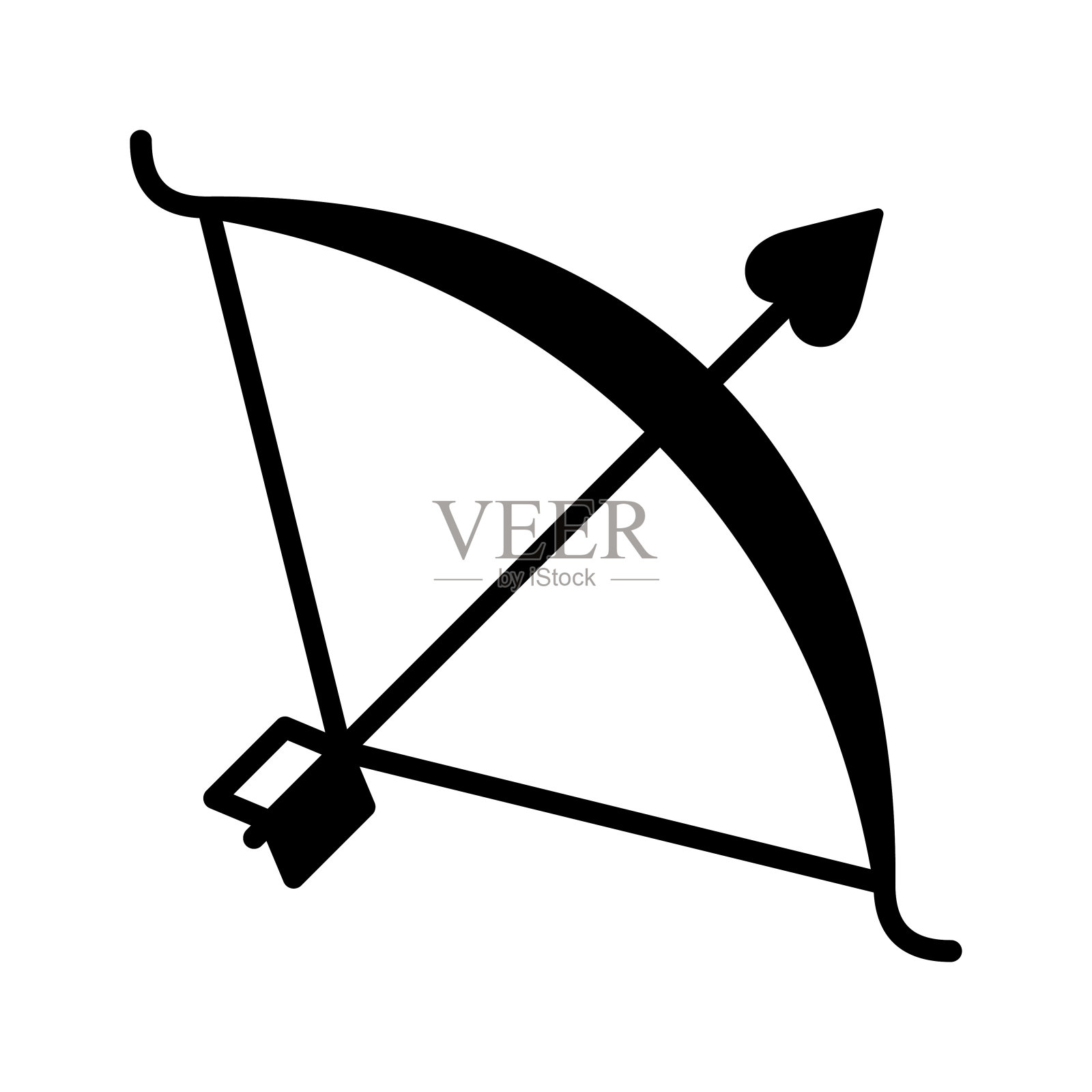 丘比特弓图标和箭头的心脏。情人节的象征。插画图片素材