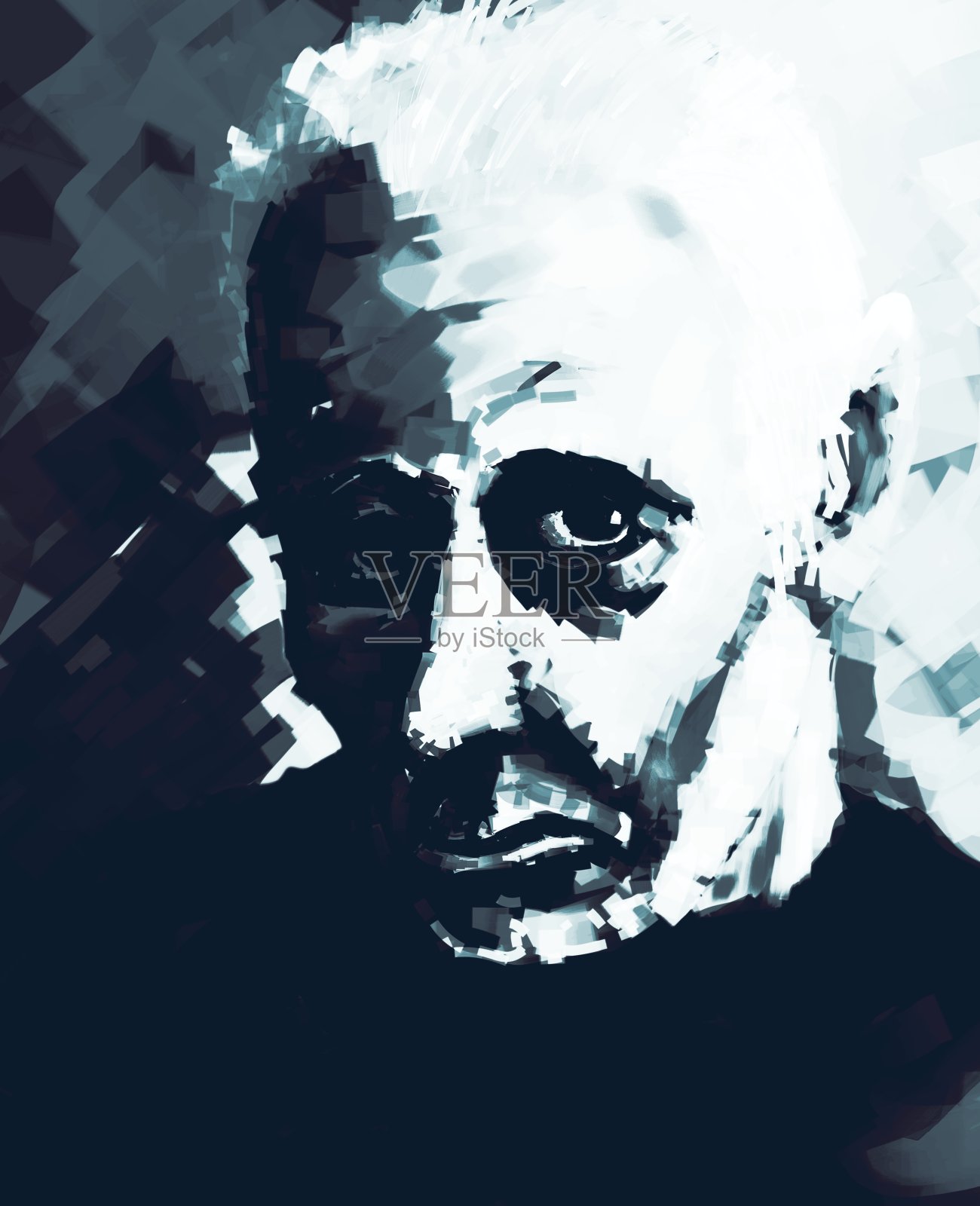 一个男人的脸的素描,处于极度沮丧的状态插画图片素材