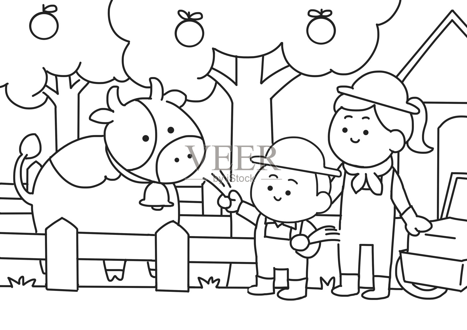 有着农耕生活方式的孩子。插画图片素材