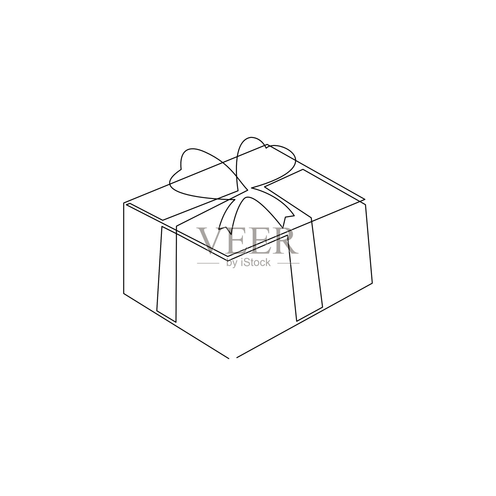 礼盒在白底上连续画一行。插画图片素材