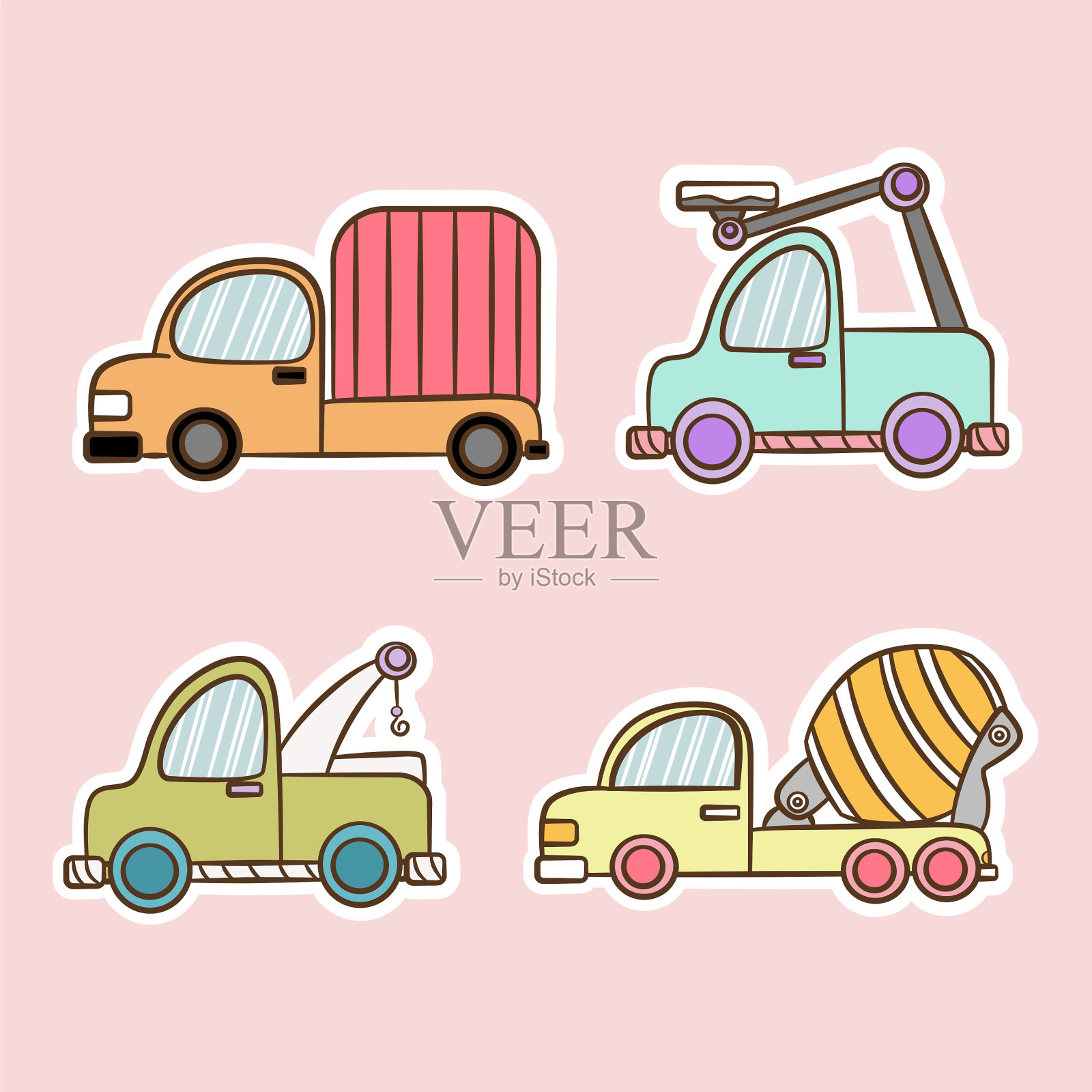 矢量插图卡通交通。插画图片素材