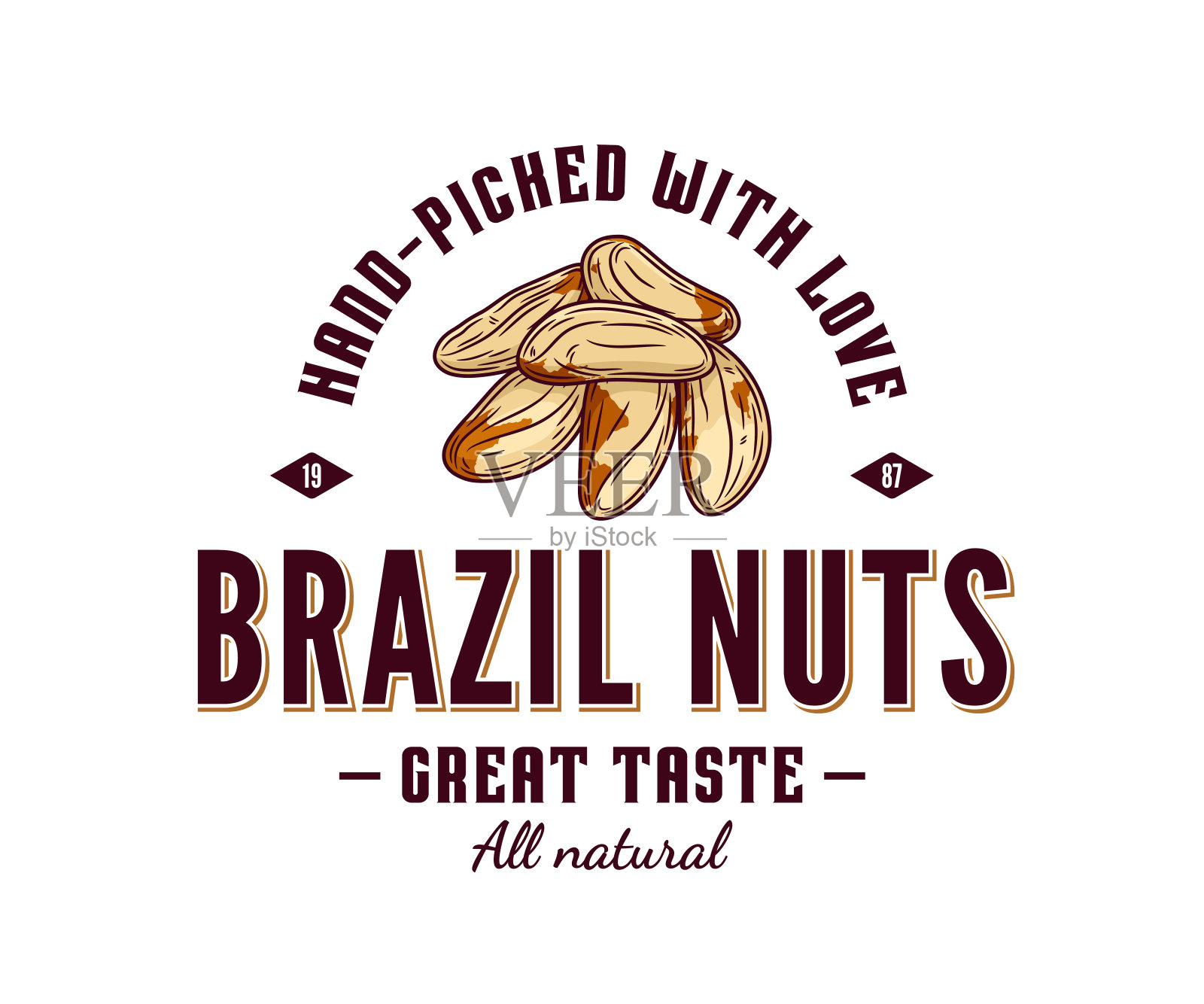 矢量巴西坚果标志插画图片素材