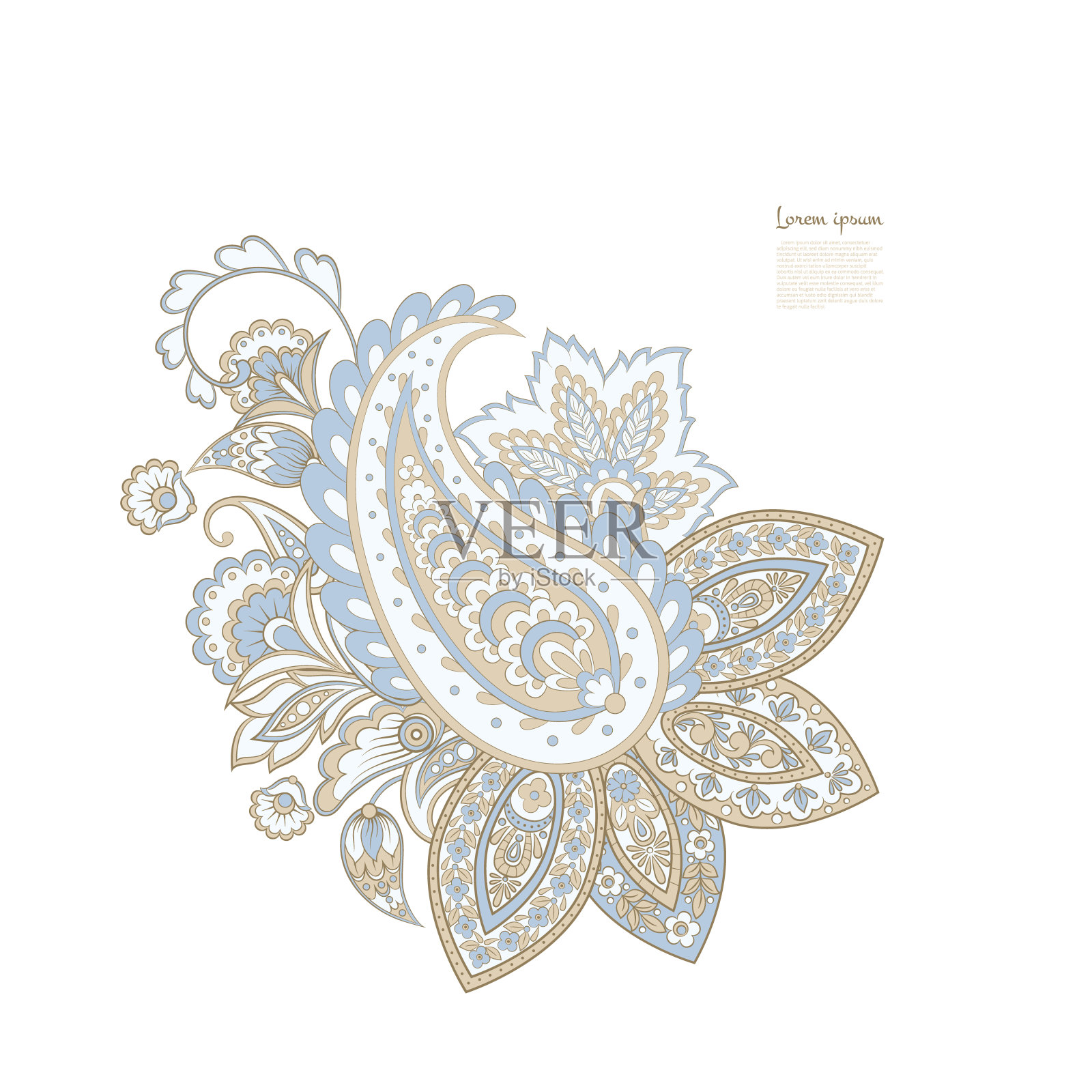 佩斯利矢量图案。神奇的花朵,叶子插画图片素材