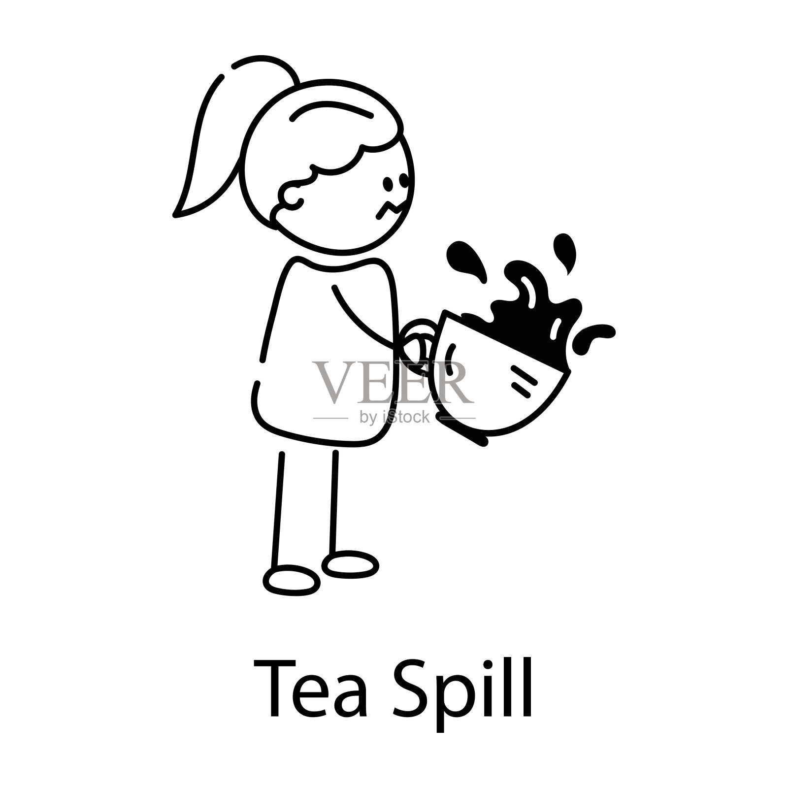 茶溢出插画图片素材