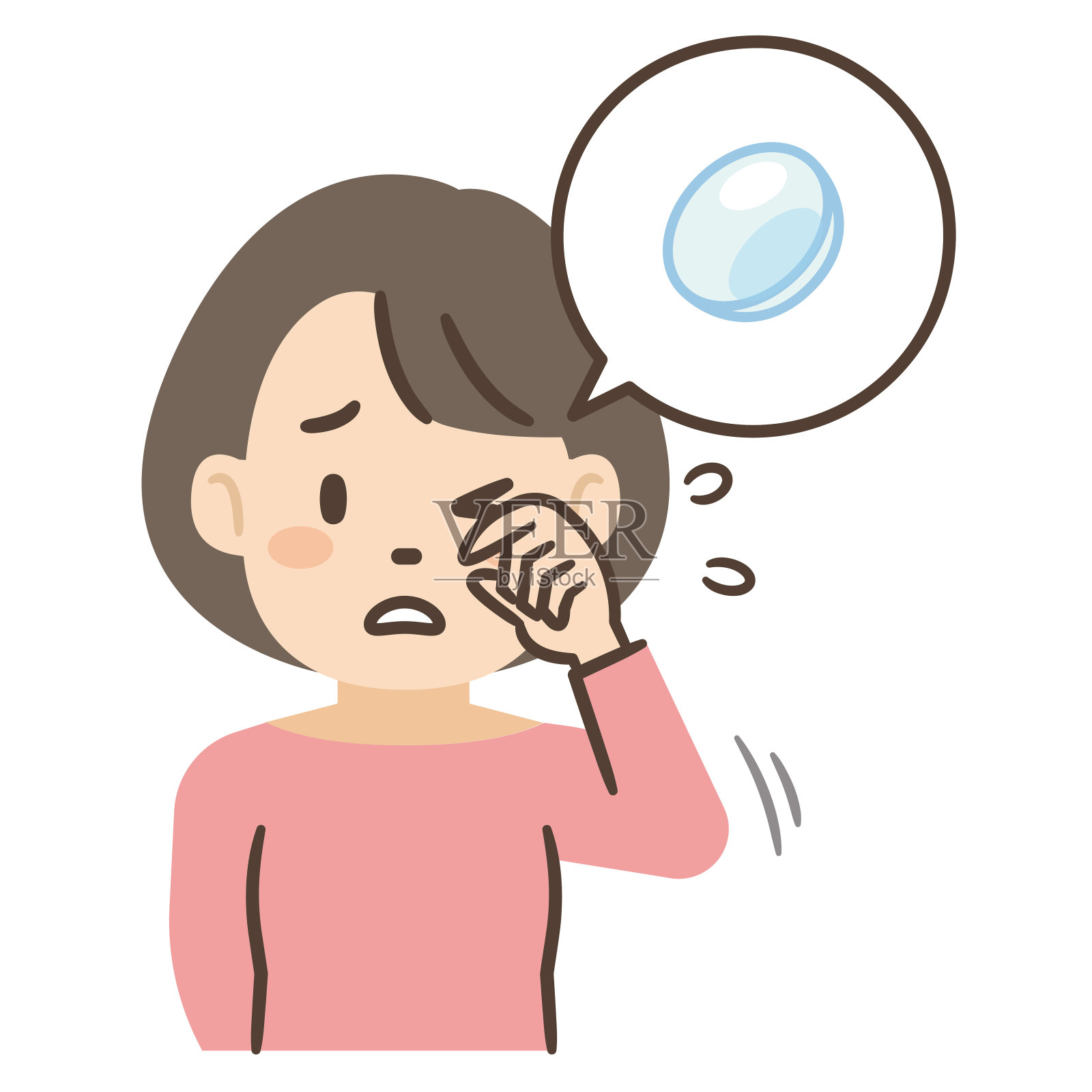 矢量插图的一个女人的眼睛伤害从隐形眼镜插画图片素材