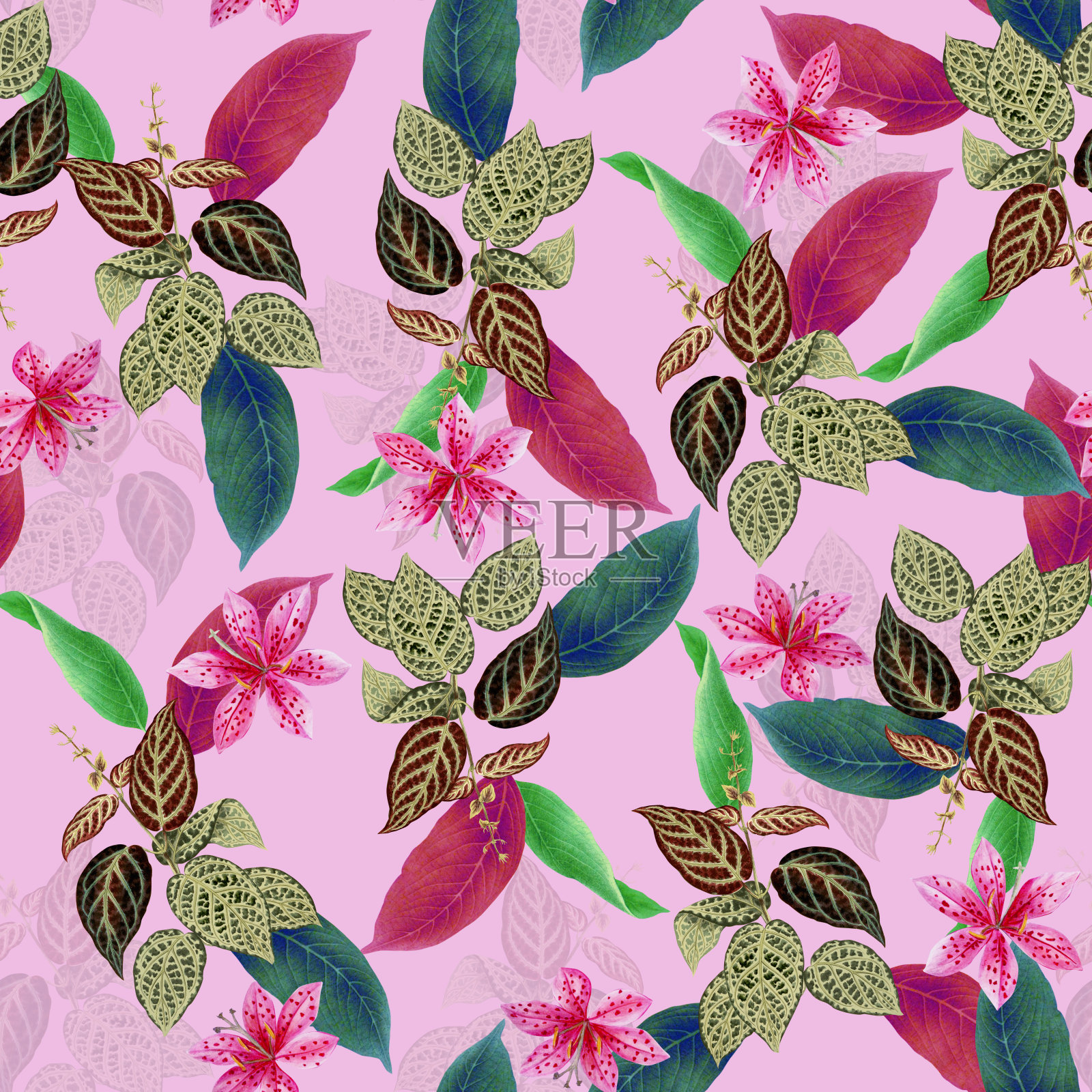 热带花型插画图片素材