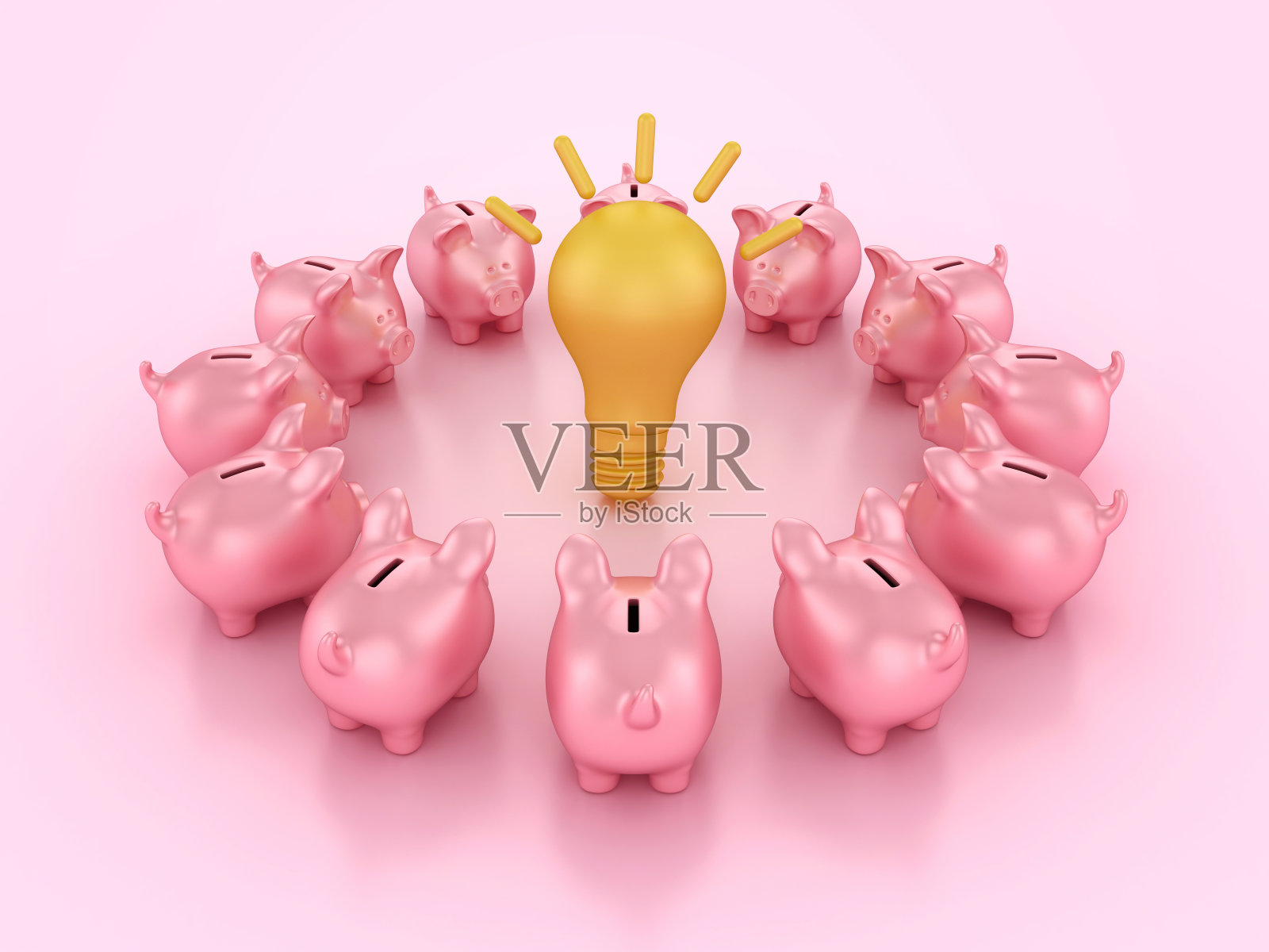 灯泡与储蓄罐圆照片摄影图片