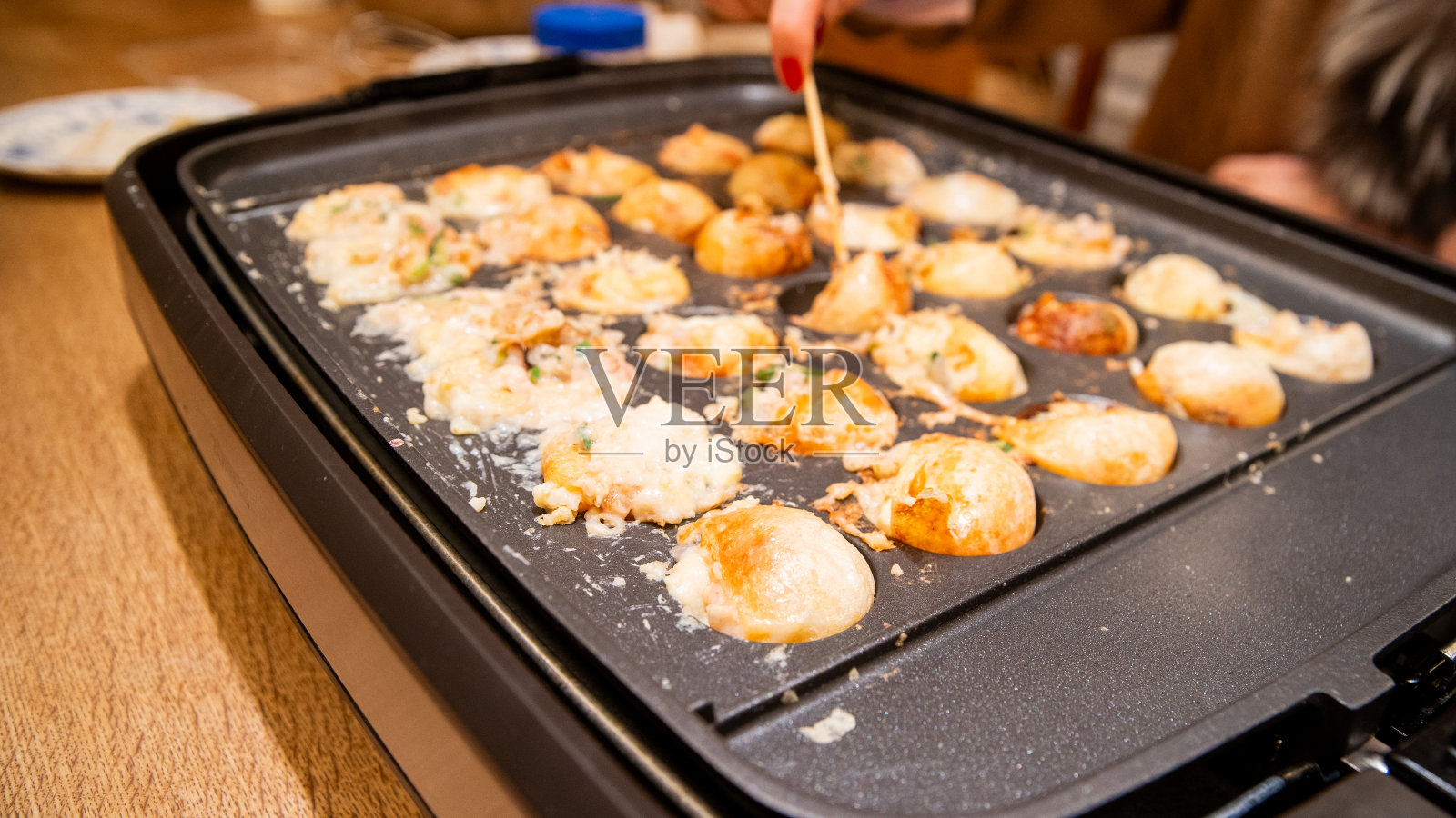 自制章鱼烧卷。照片摄影图片