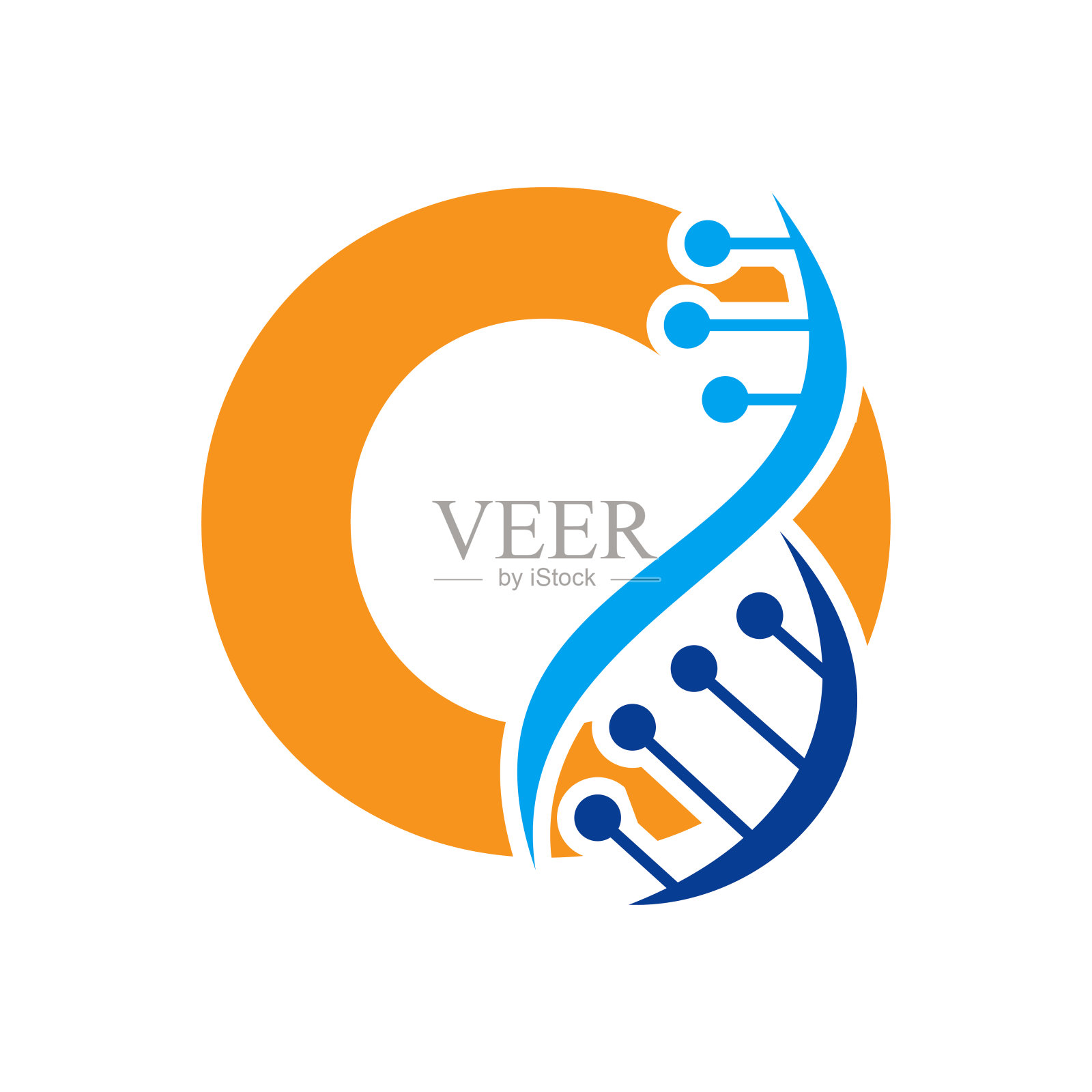 字母O载体模板上的初始DNA标志为医疗保健符号插画图片素材