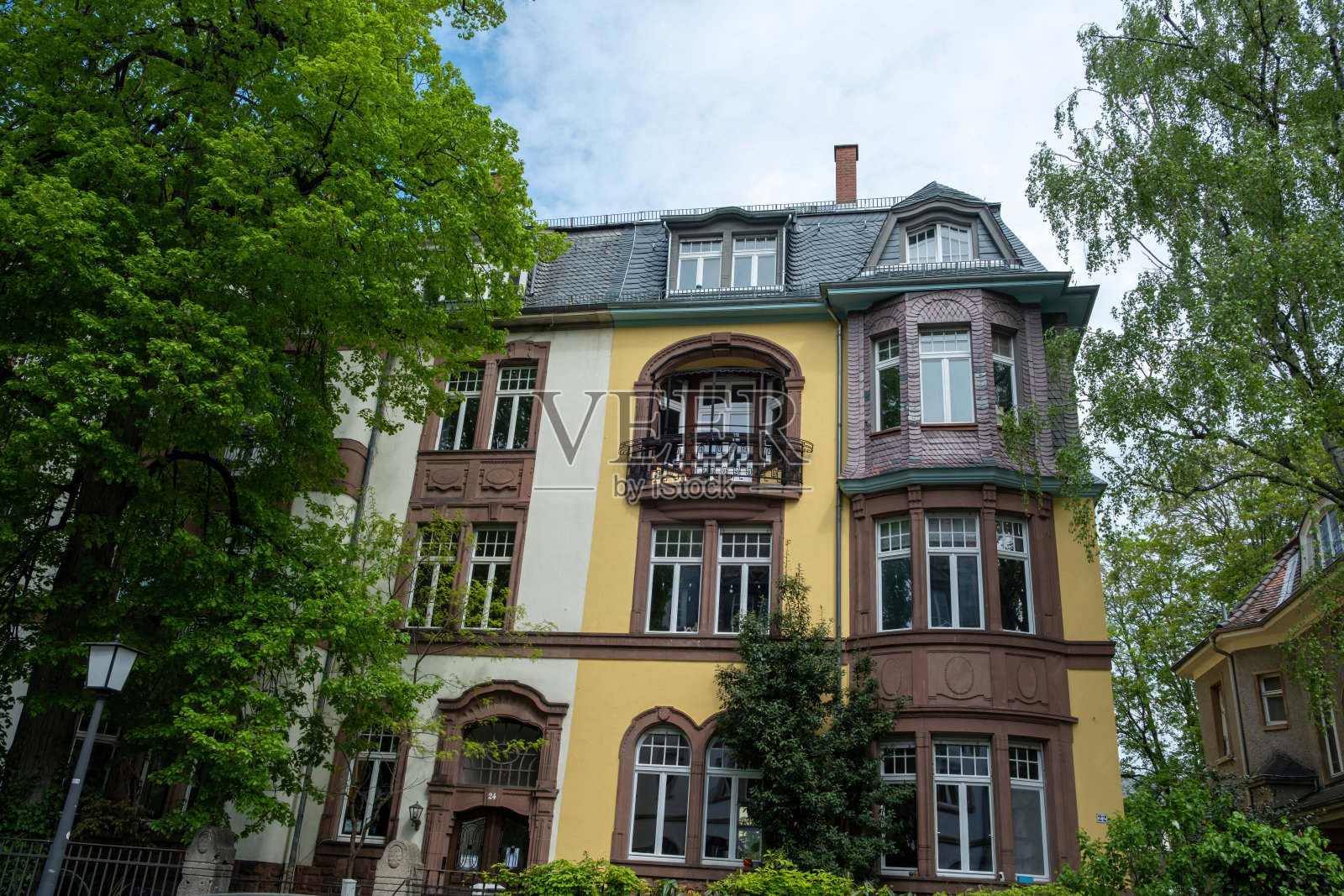 海德堡老城,目的地德国。宏伟建筑的外观。树,天空。在视图照片摄影图片