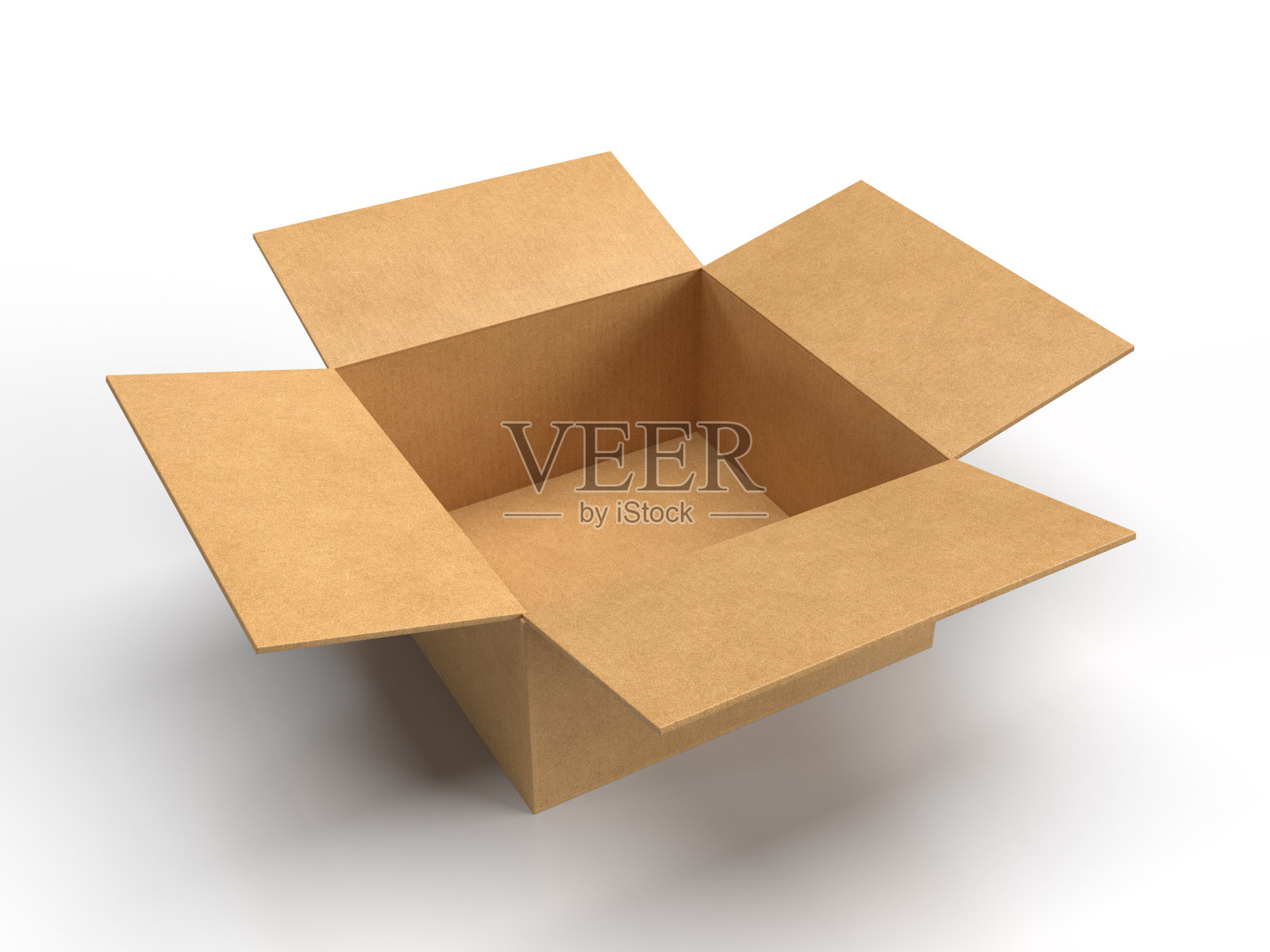 一个开着盖子的纸板箱的逼真的3D插图照片摄影图片
