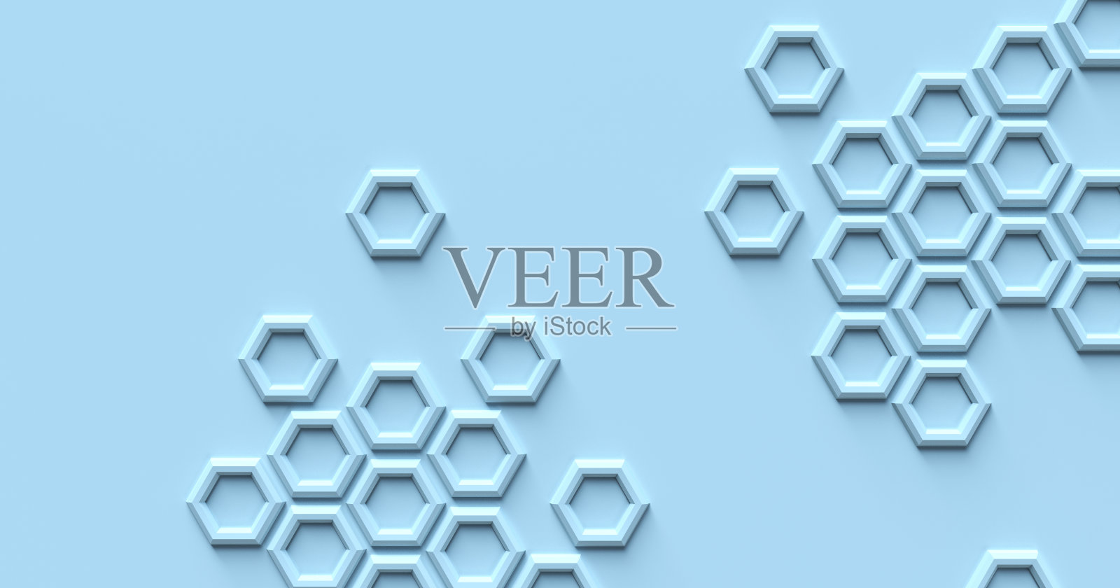 抽象六边形壁纸,白色蓝色背景照片摄影图片