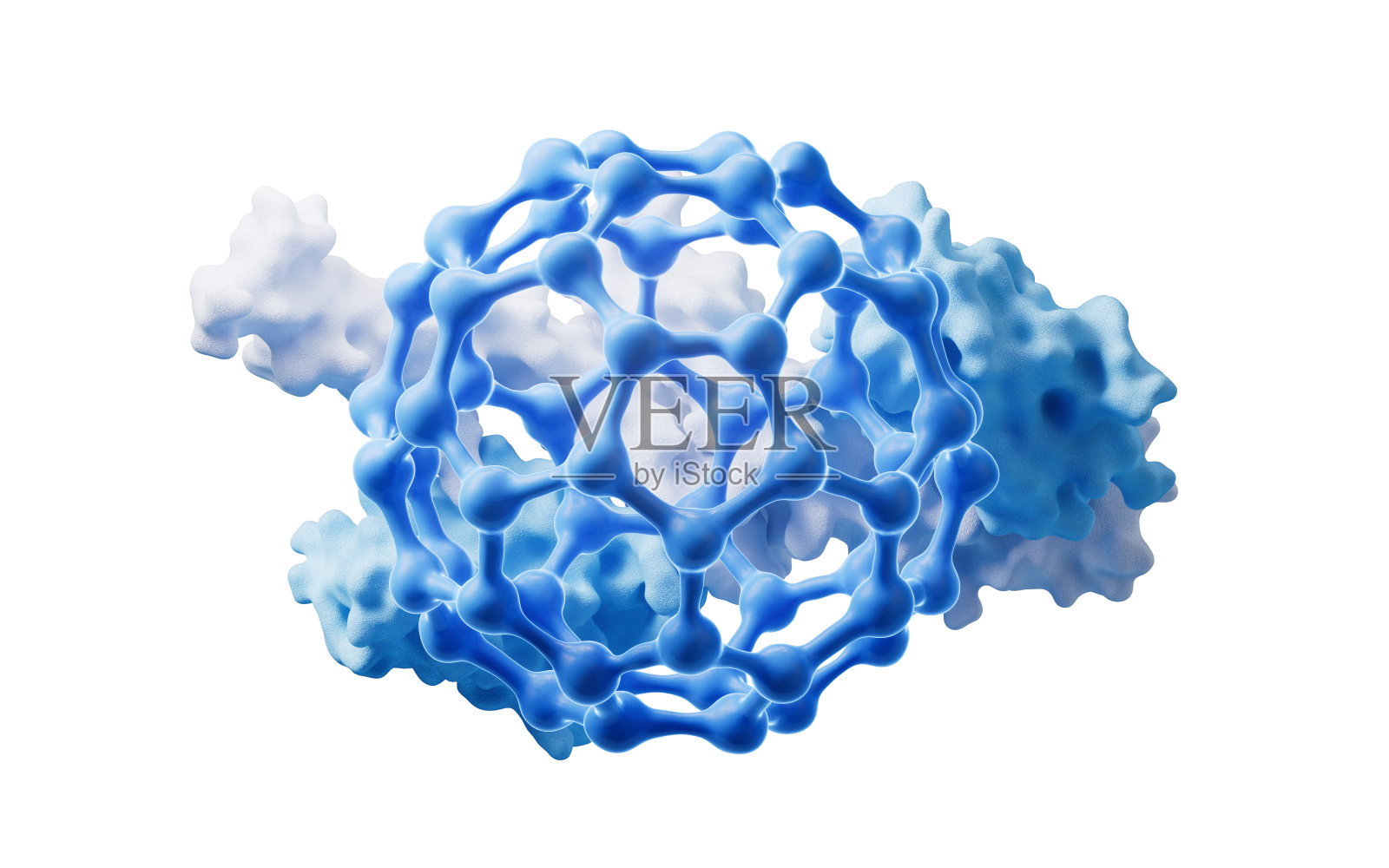 生物蛋白和分子,3d渲染。照片摄影图片