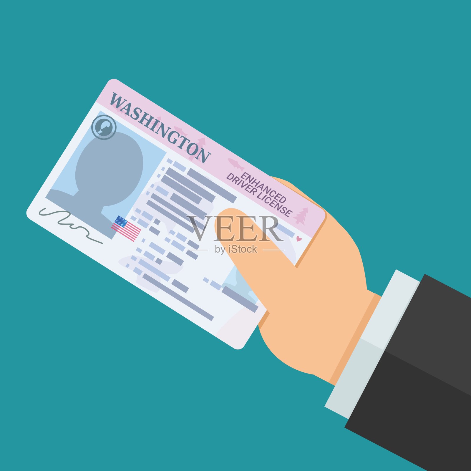 出示华盛顿州增强版驾照(平面设计)插画图片素材