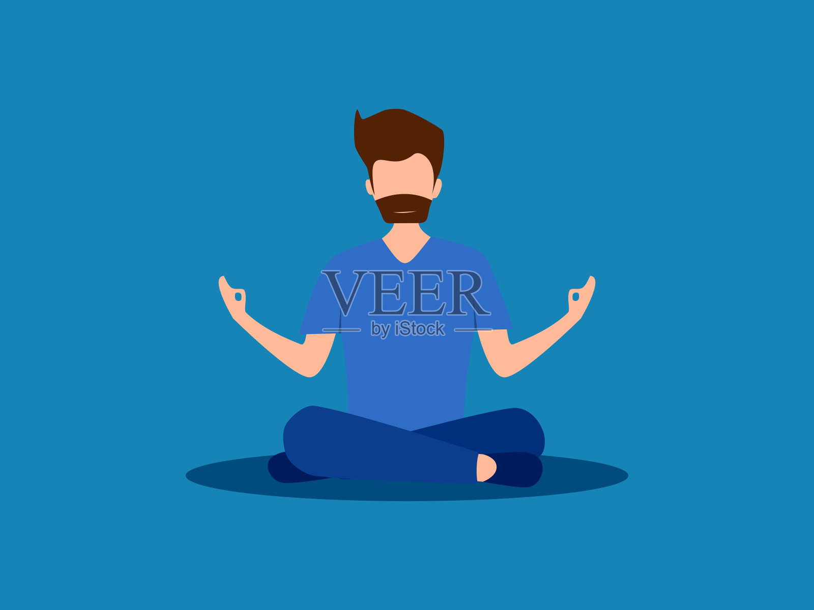 关心身心健康。男人冥想,做瑜伽很长时间插画图片素材