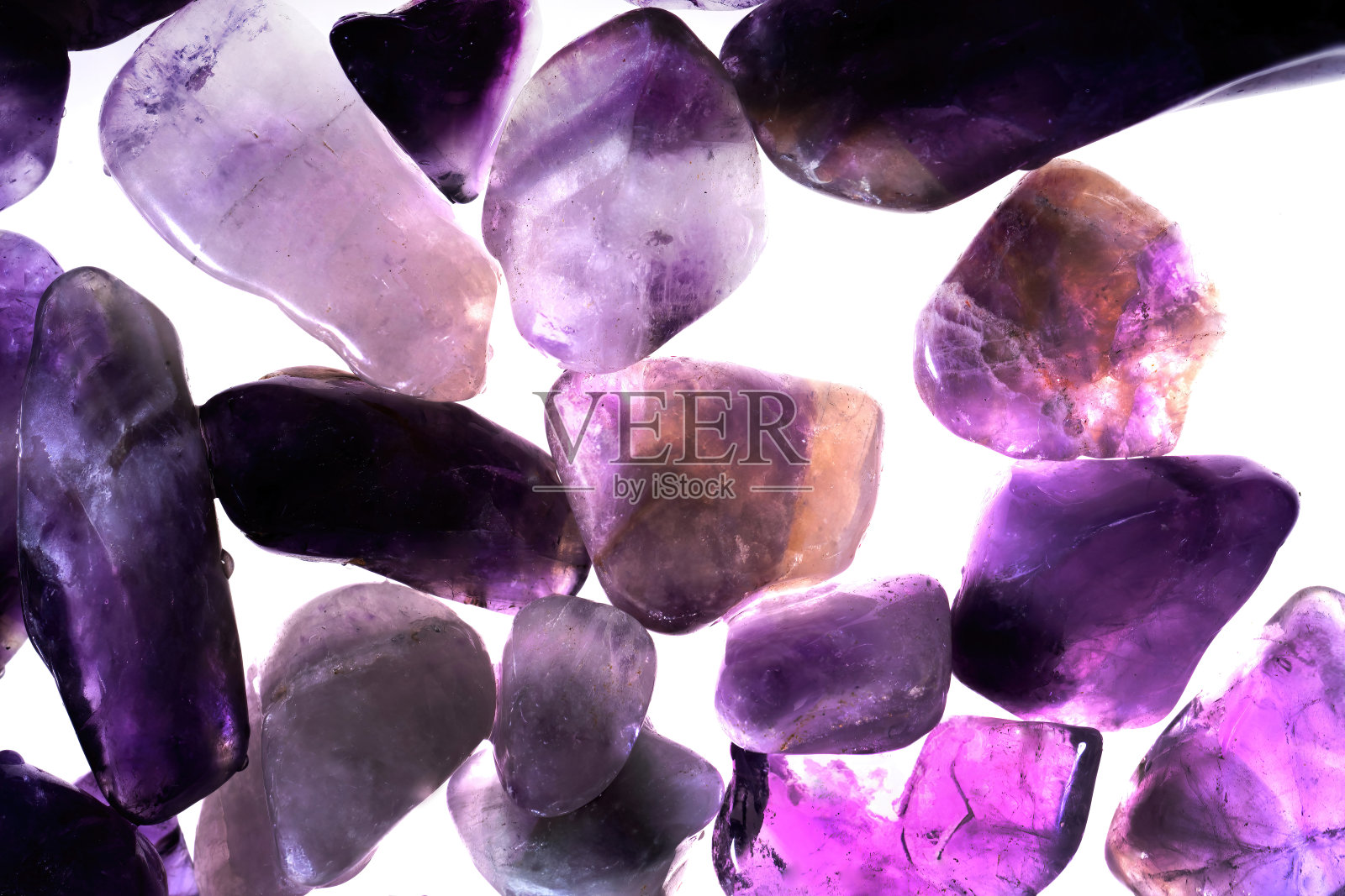 设置宝石晶体矿物放松和冥想。能量治疗矿物。照片摄影图片