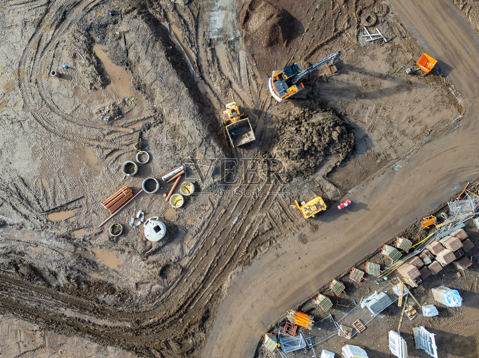 鸟瞰图,新住宅的地面准备工作照片摄影图片
