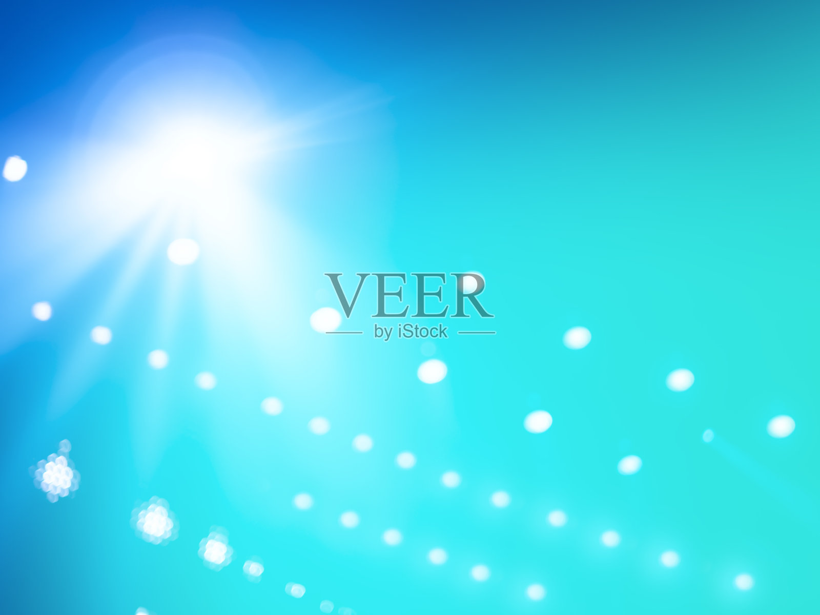 舞台表演、音乐会上的蓝绿色聚光灯或光束,直接从顶部照射到摄像机。作为背景或背景。照片摄影图片