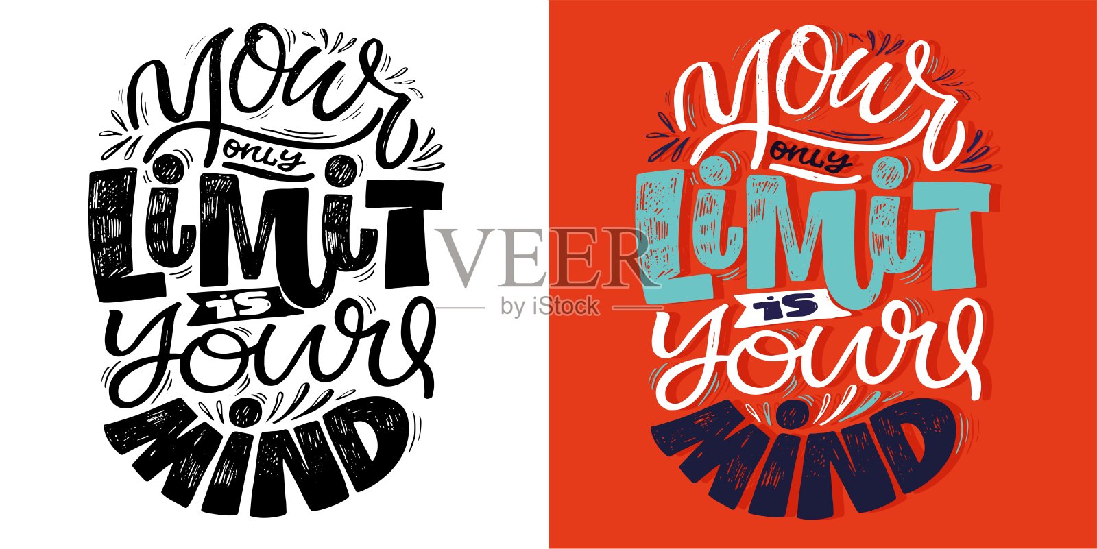 可爱的手绘涂鸦明信片,文字引用。100%矢量图像插画图片素材