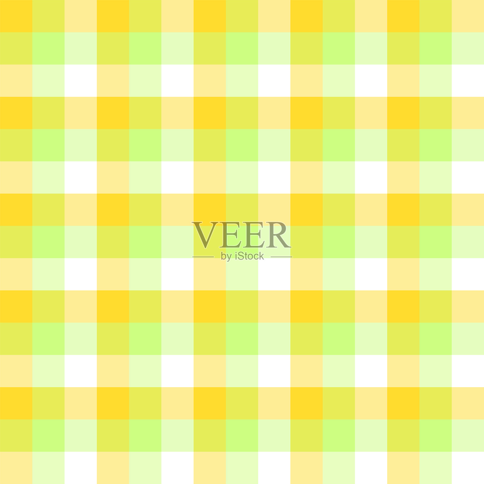 柔和的黄色和绿色的无缝格子图案。插画图片素材
