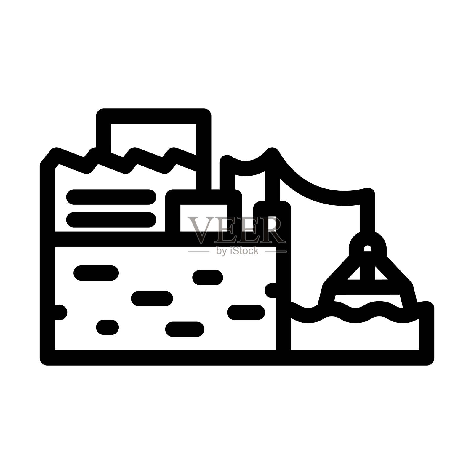 沿海电力潮汐电力线图标矢量插图插画图片素材