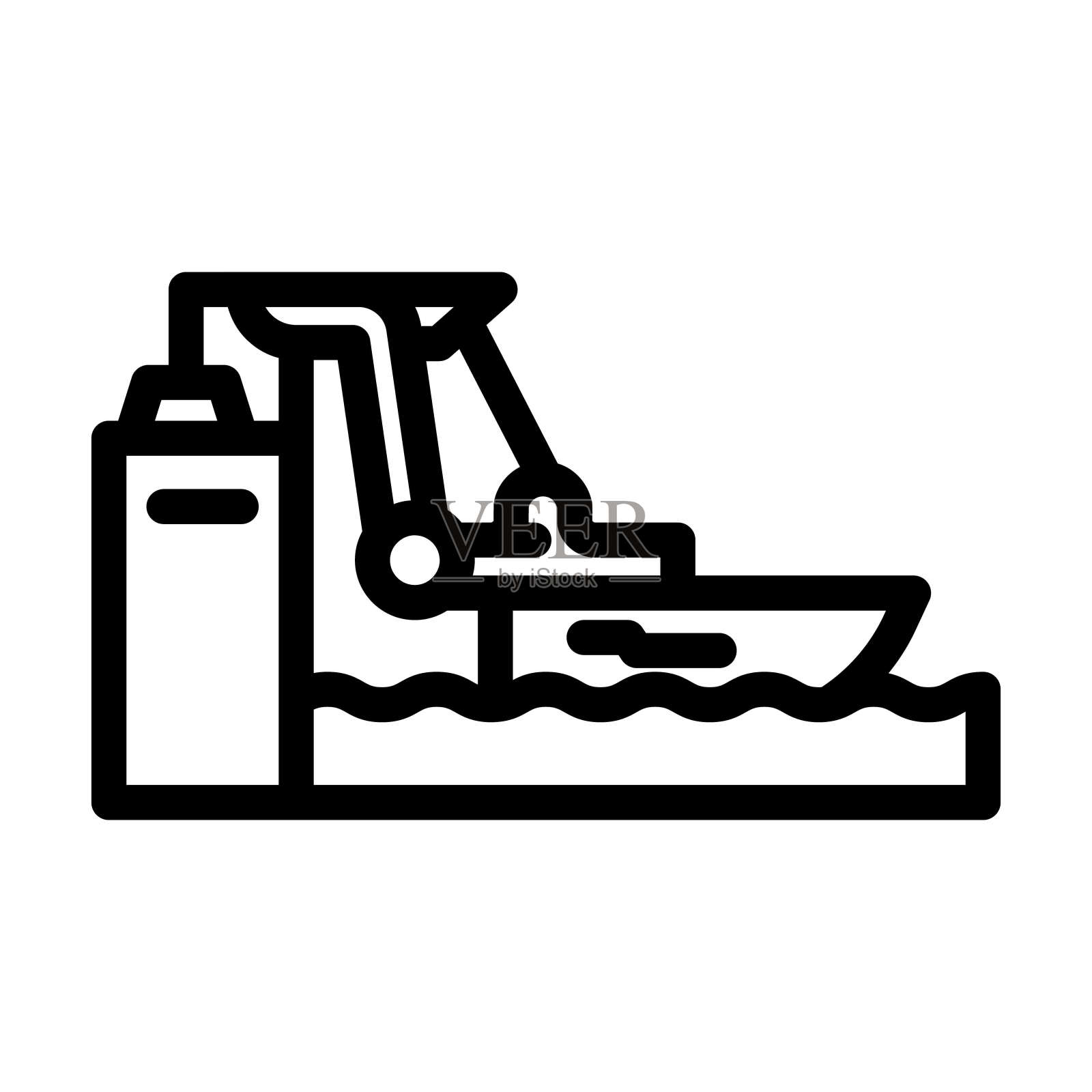 波浪厂潮汐电力线图标矢量插图插画图片素材