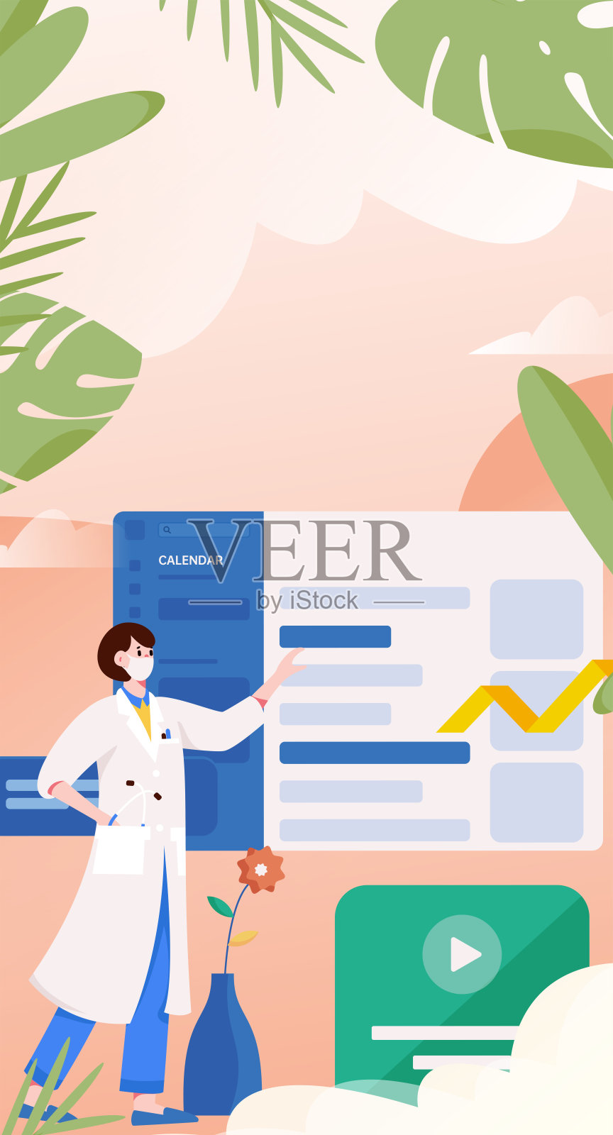 医学人物抗击疫情的平面矢量概念操作手绘插图插画图片素材