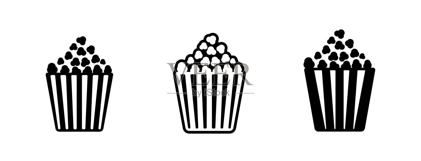 爆米花图标集孤立的白色背景插画图片素材