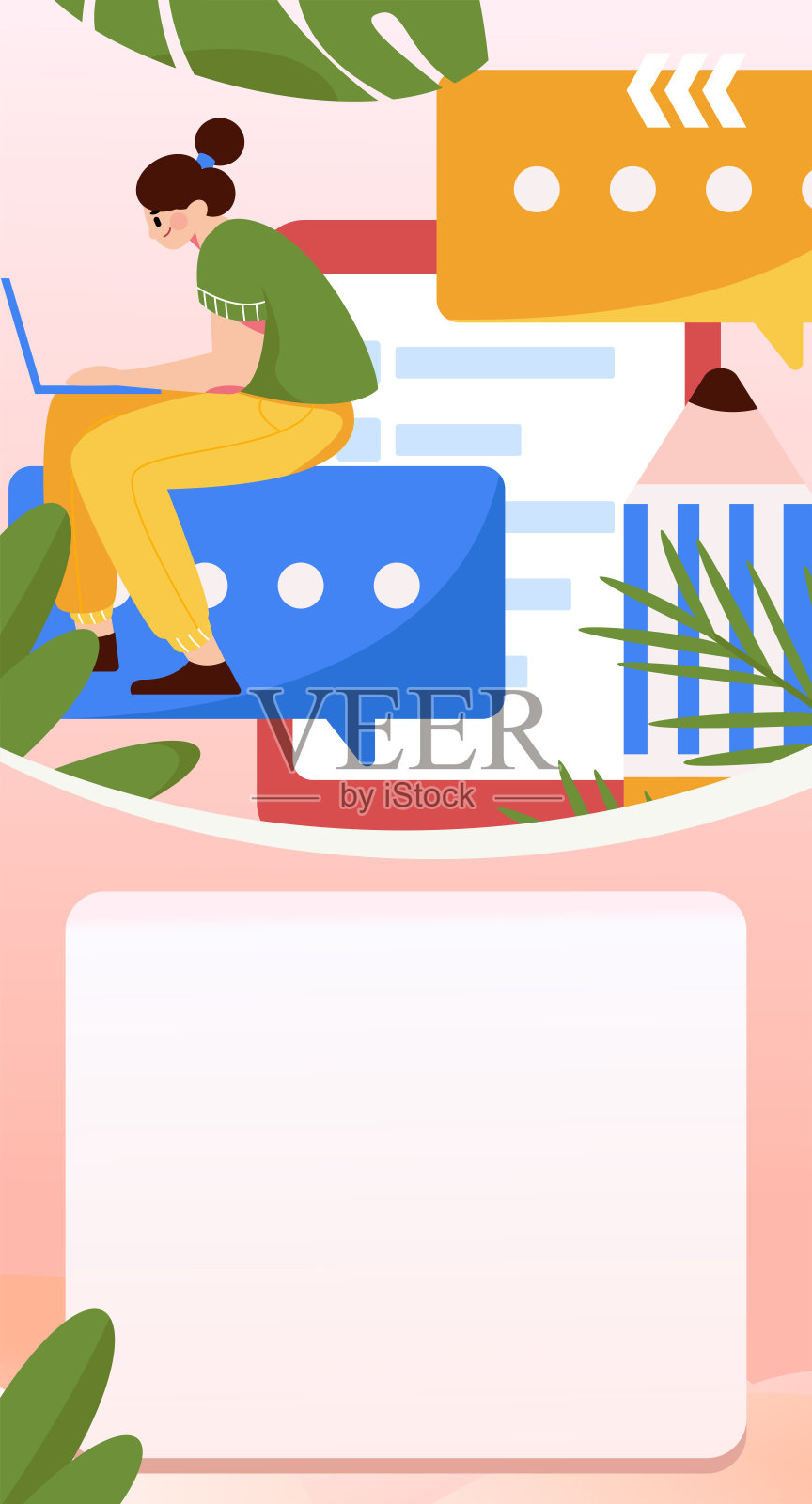 邀请朋友进行问卷平面矢量概念操作手绘插画插画图片素材