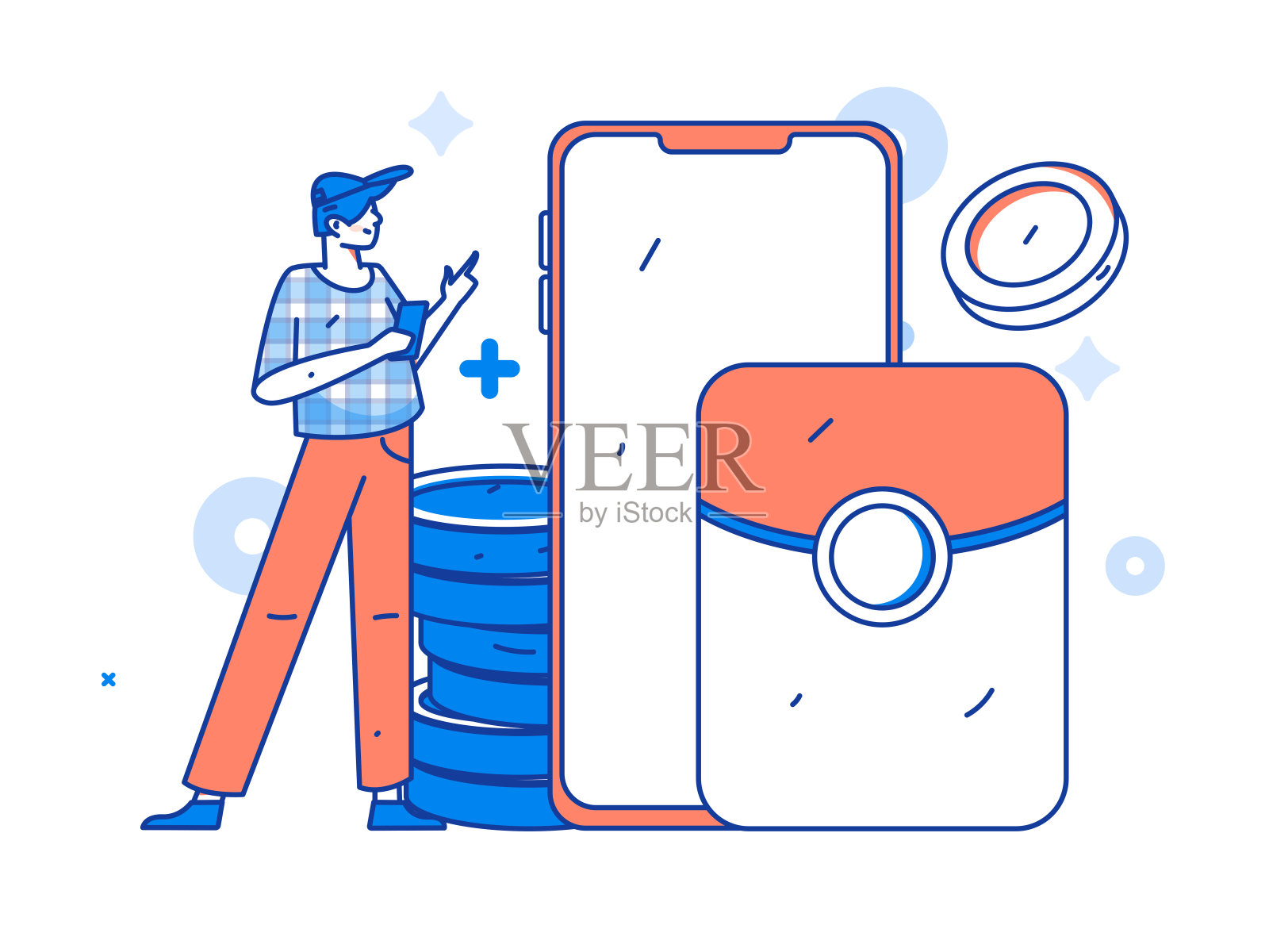 使用红包来吸引新客户和促进活动。平面矢量字符概念插图插画图片素材