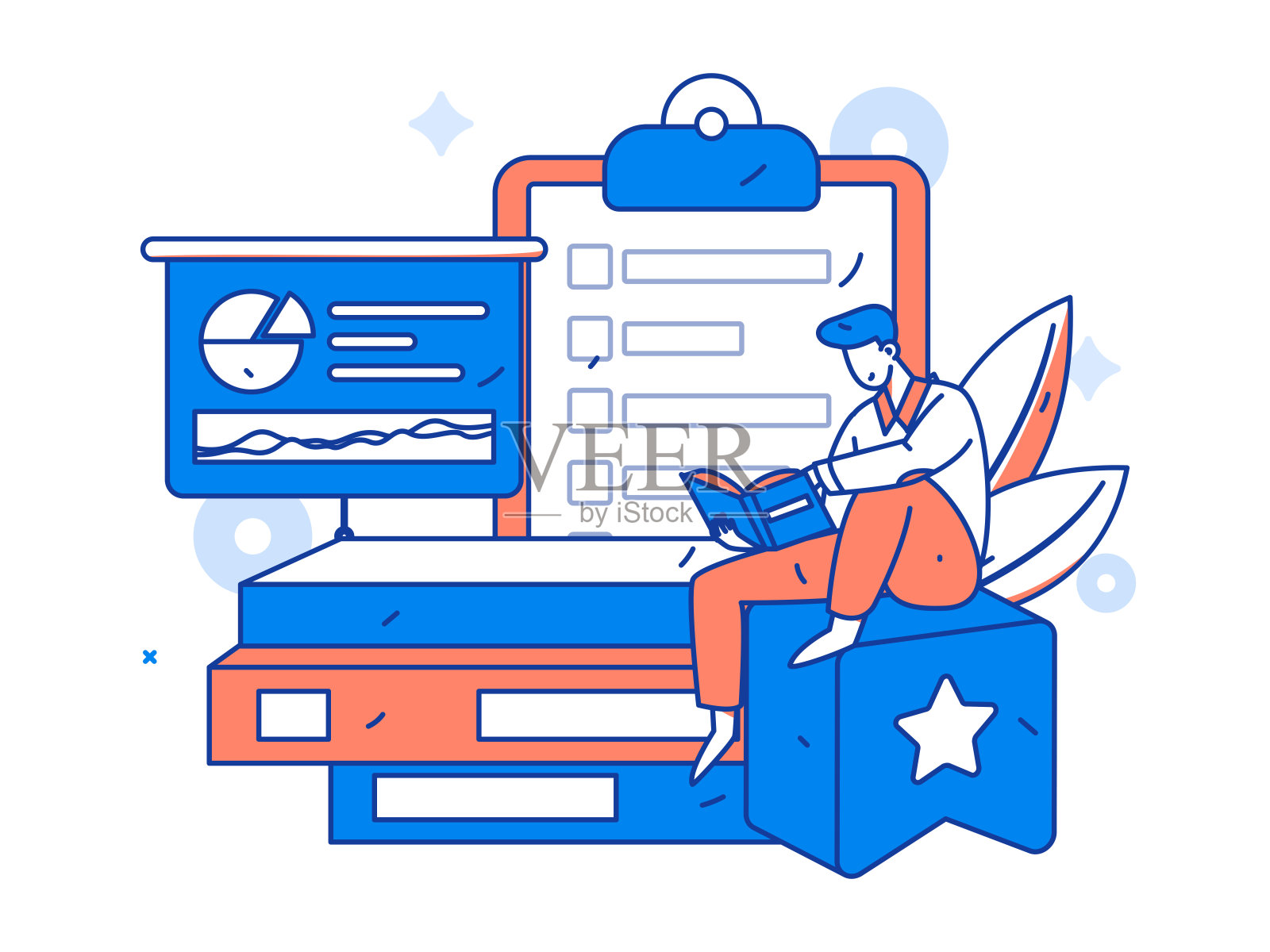 文字阅读静静地矢量概念操作手绘插图插画图片素材