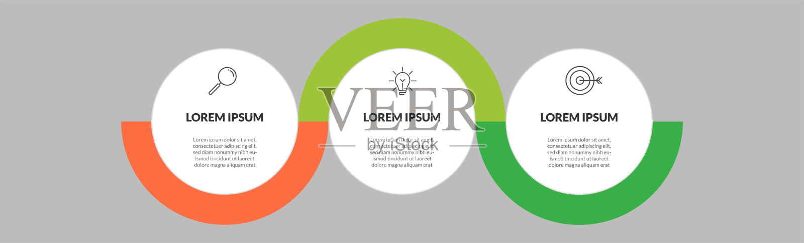 矢量信息图设计业务模板与图标和3个选项或步骤。方形设计或图解插画图片素材