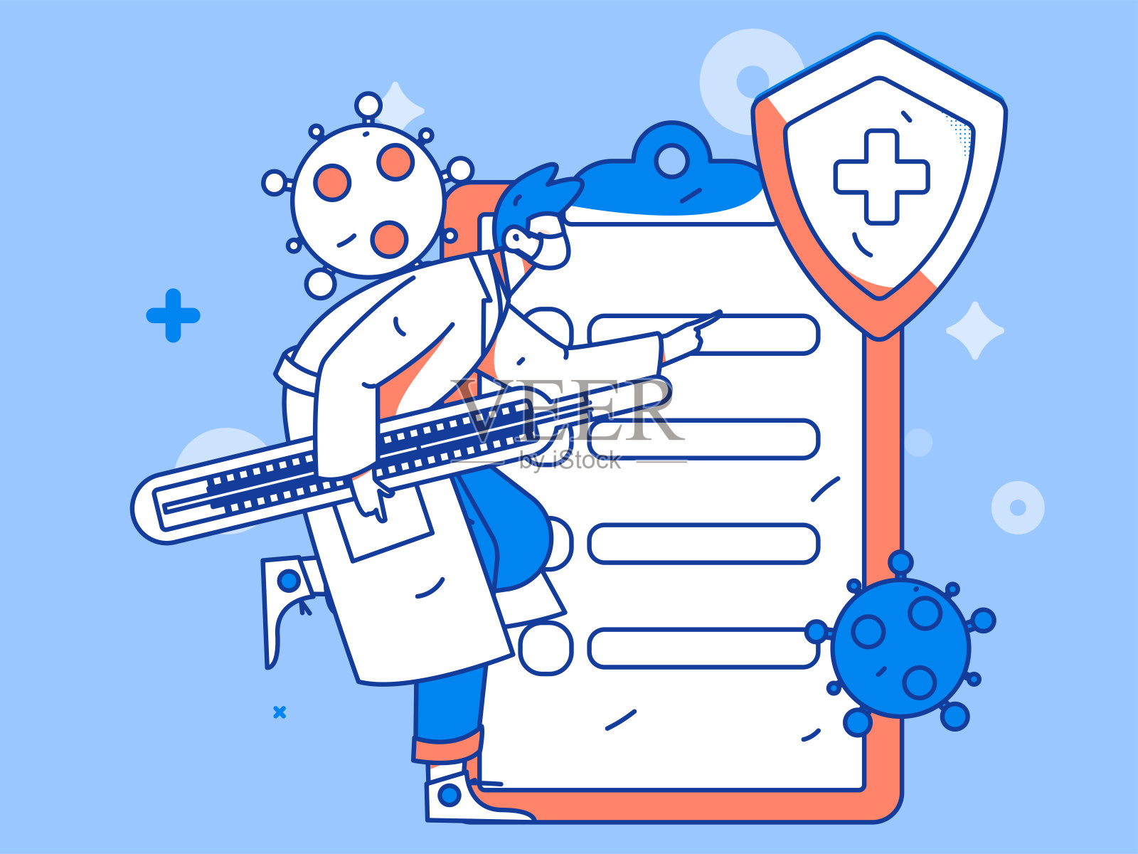 医学人物抗击疫情的平面矢量概念操作手绘插图插画图片素材