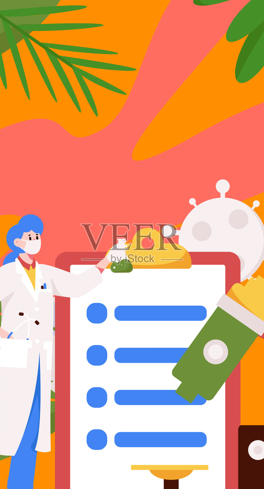 医学人物抗击疫情的平面矢量概念操作手绘插图插画图片素材