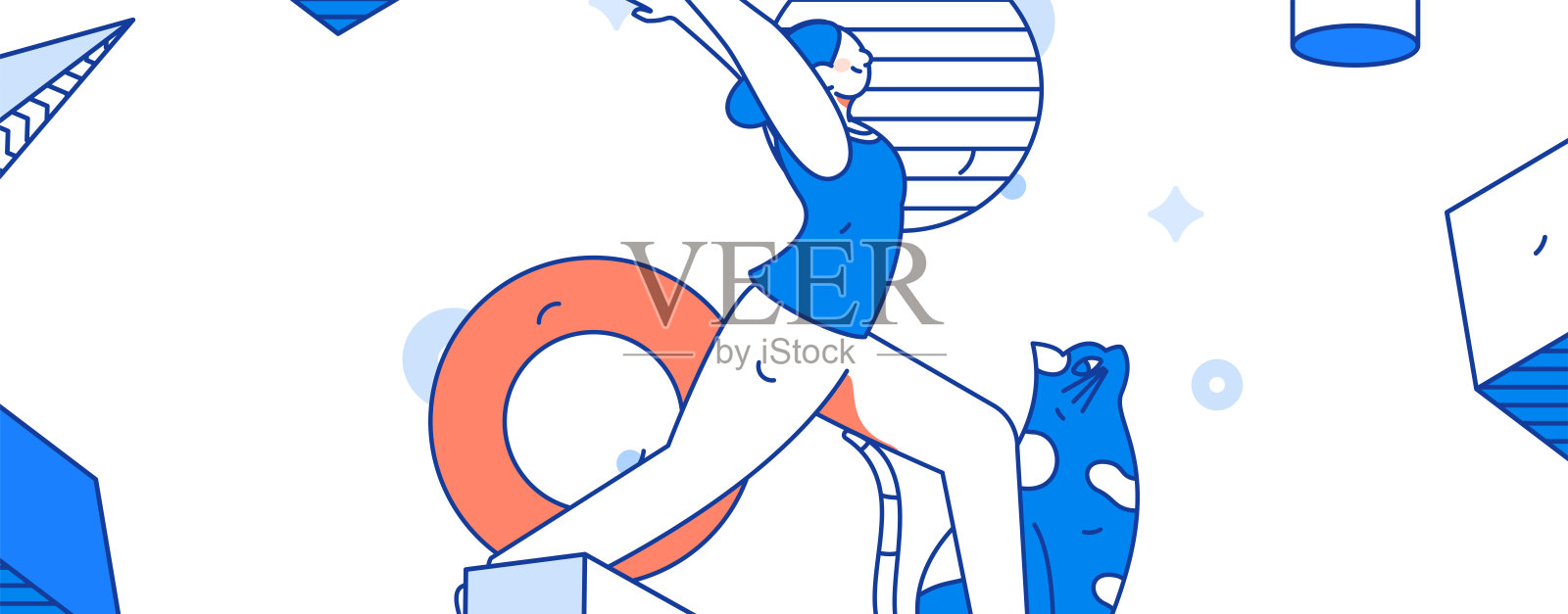 练习瑜伽,身心健康,平面矢量人物概念,操作手绘插图插画图片素材