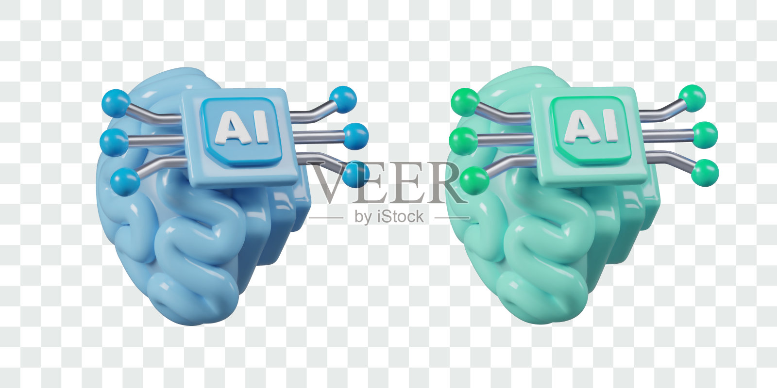 大脑内置处理器。人工智能的象征插画图片素材